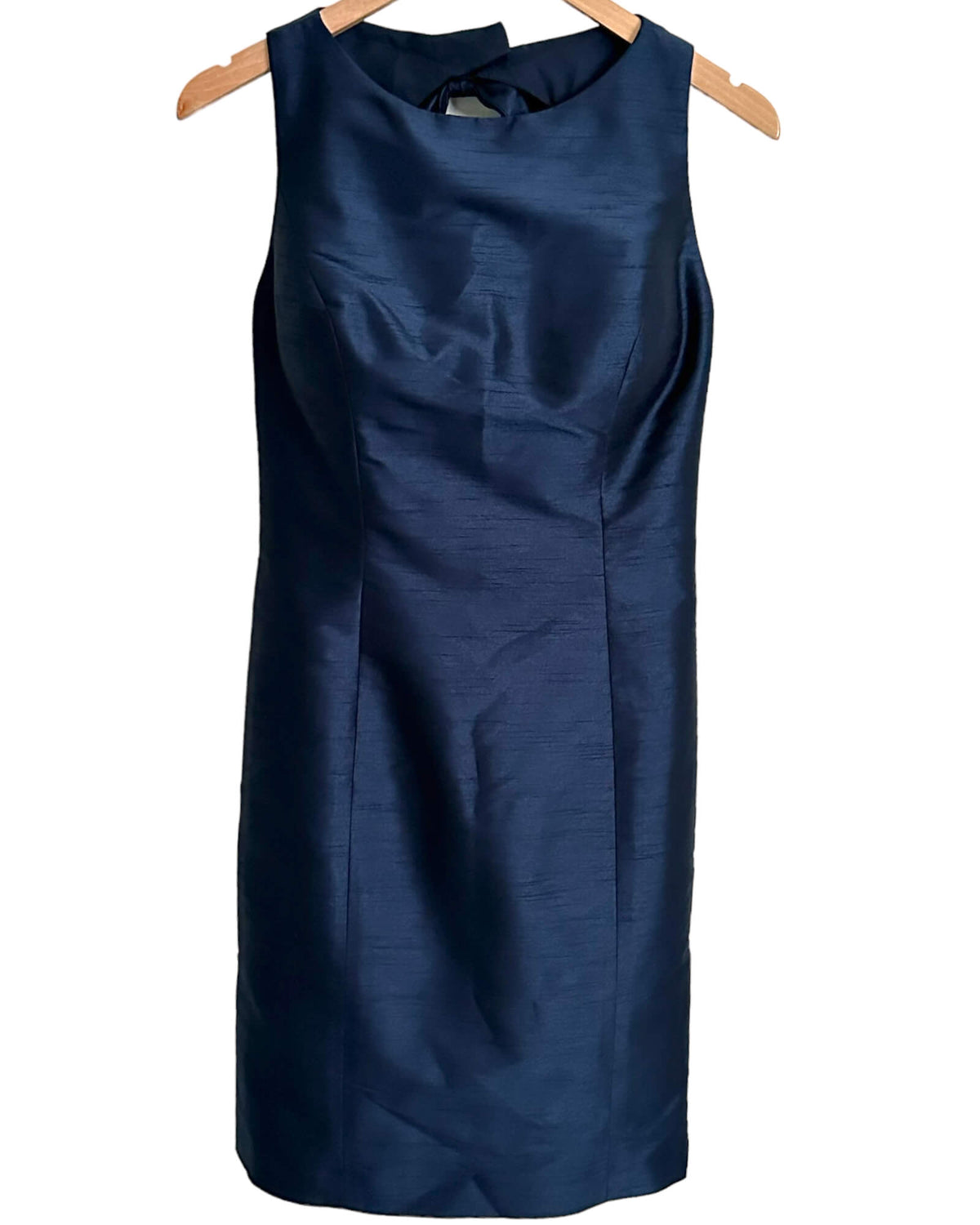 Dark Autumn ALFRED SUNG midnight blue open back bow dress