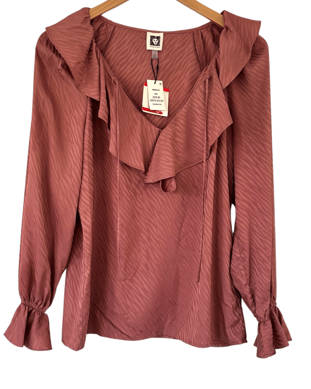 Dark Autumn ANNE KLEIN savanna tonal wave ruffle blouse 