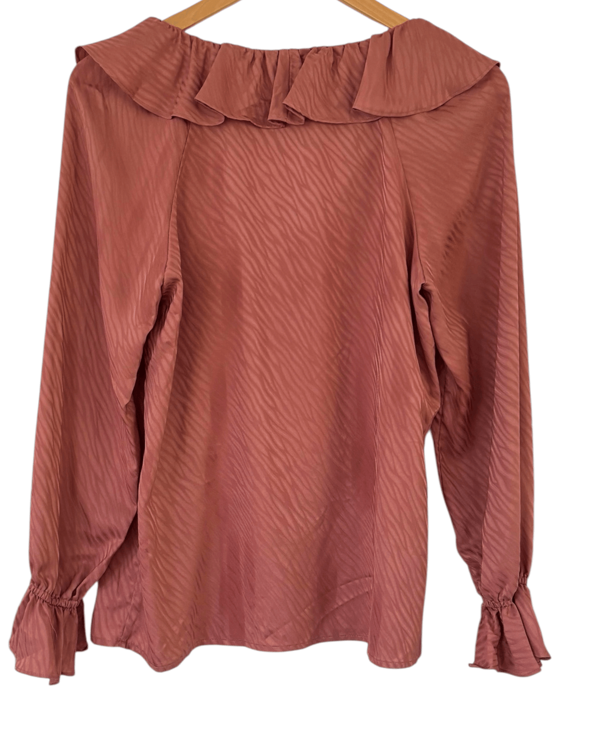Dark Autumn ANNE KLEIN savanna tonal wave ruffle blouse 