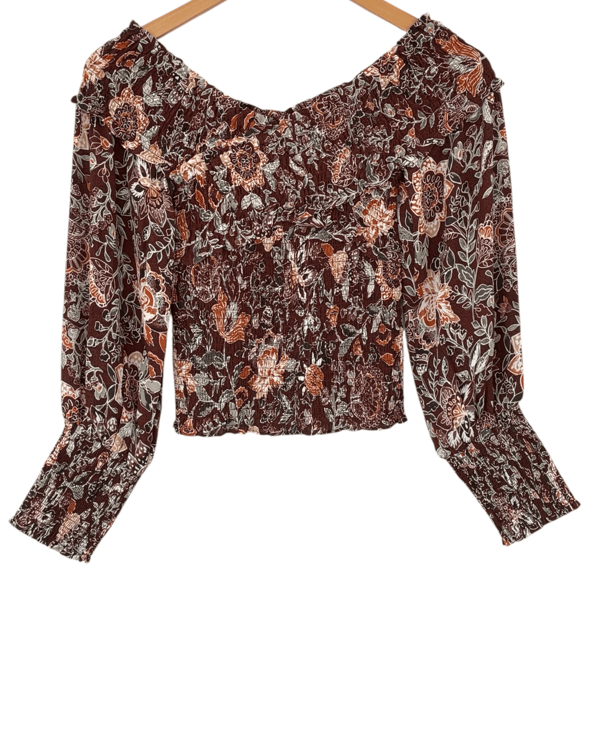 Dark Autumn BB DAKOTA by STEVE MADDEN floral smocked criss-cross top