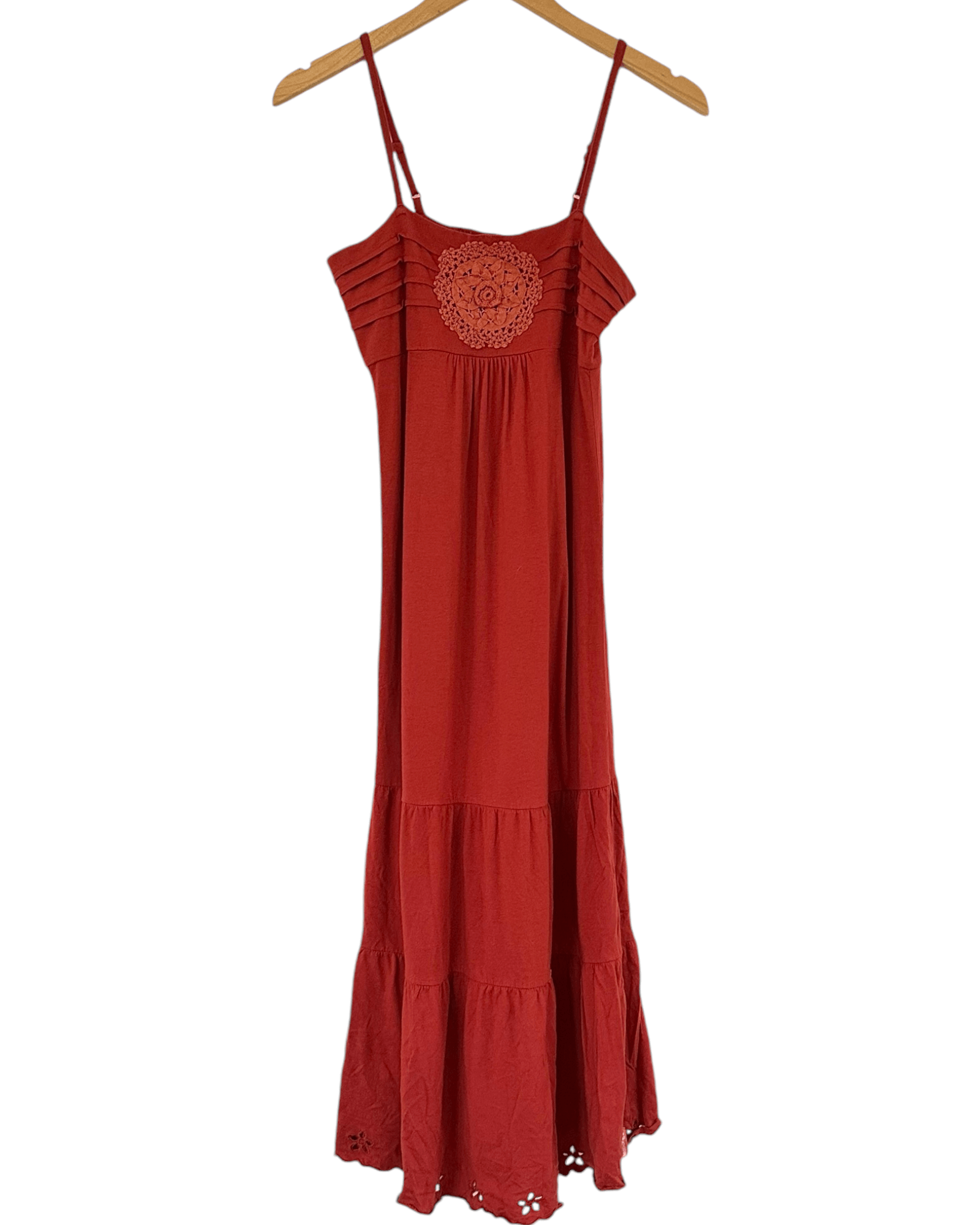 Dark Autumn BILLABONG bonfire orange tiered midi sundress