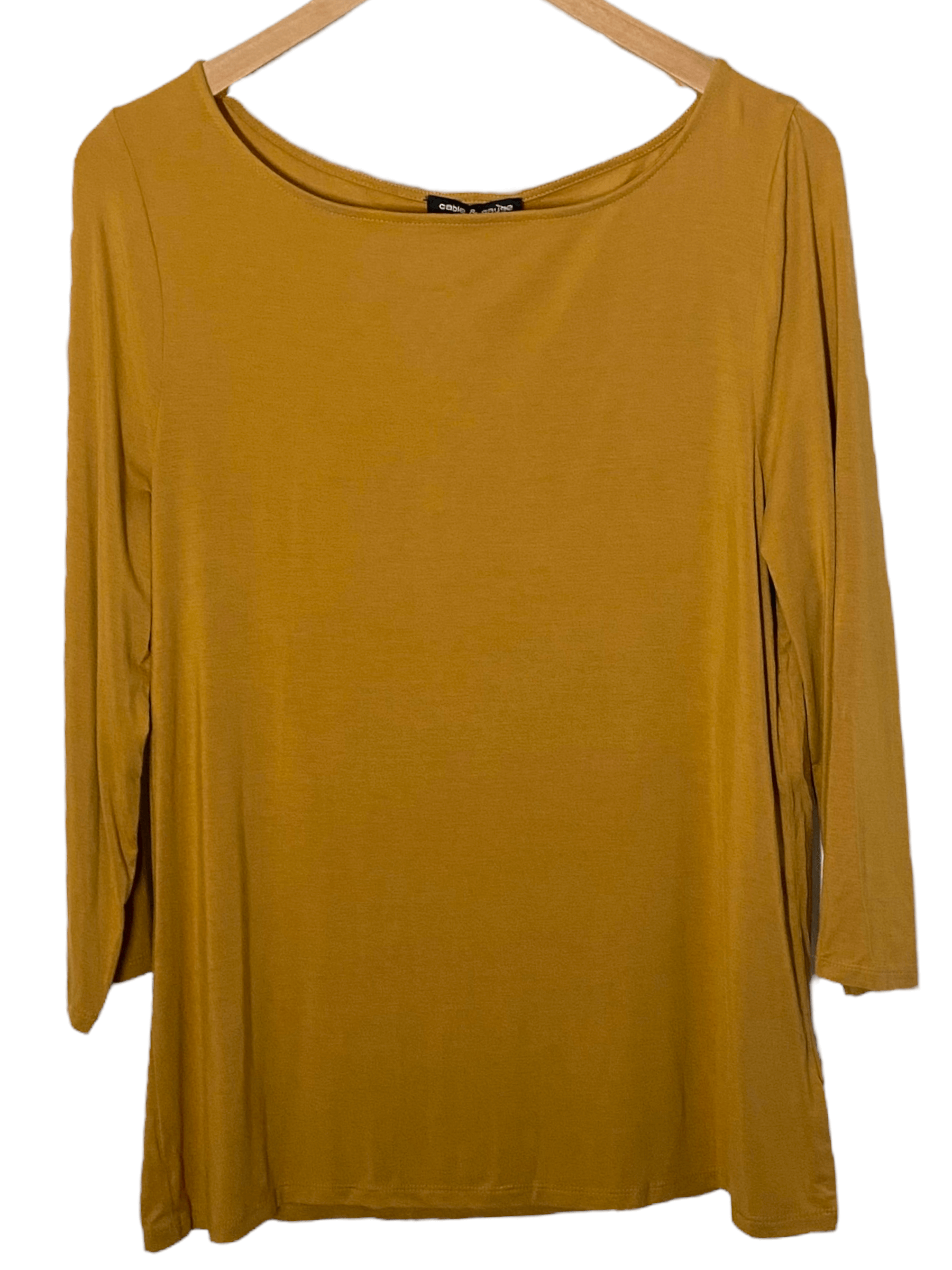 Dark Autumn CABLE AND GAUGE ochre wide neck knit top