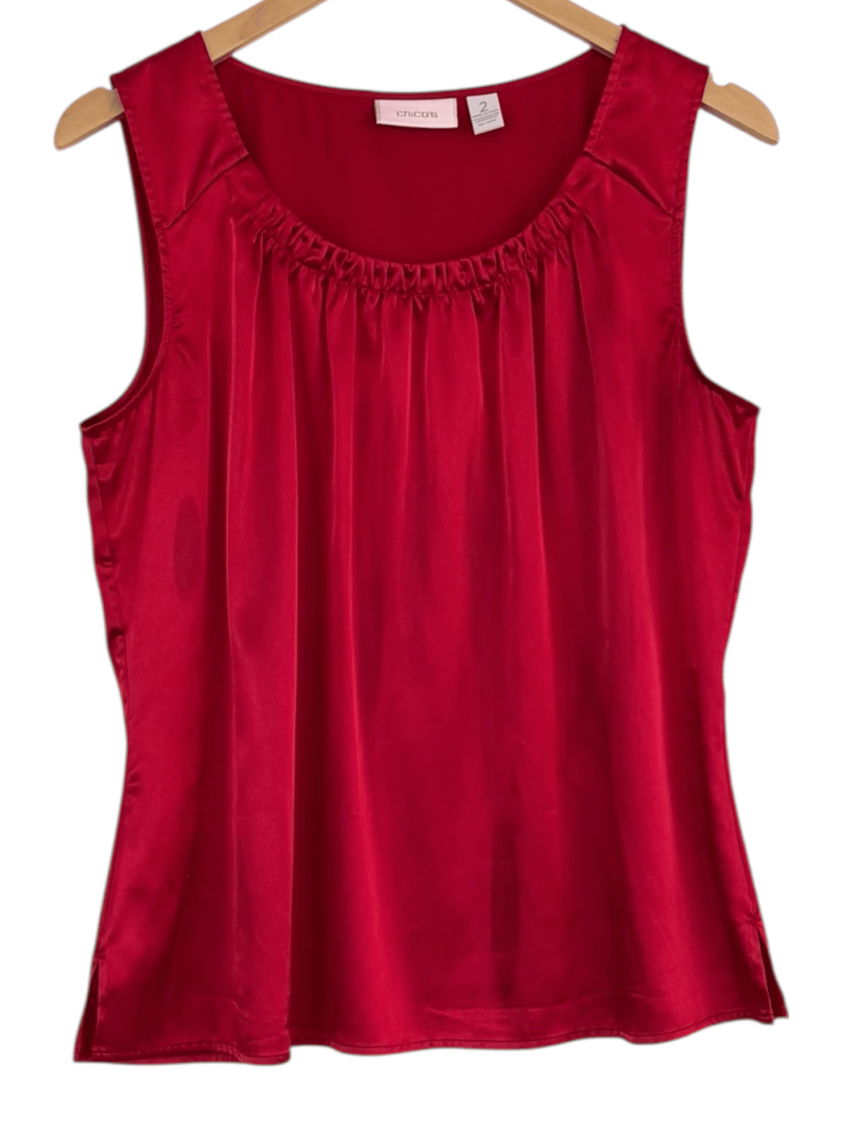 Dark Autumn CHICO'S current silky pleated sleeveless top