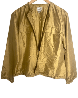 Dark Autumn Gold Silk Ruffle Jacket