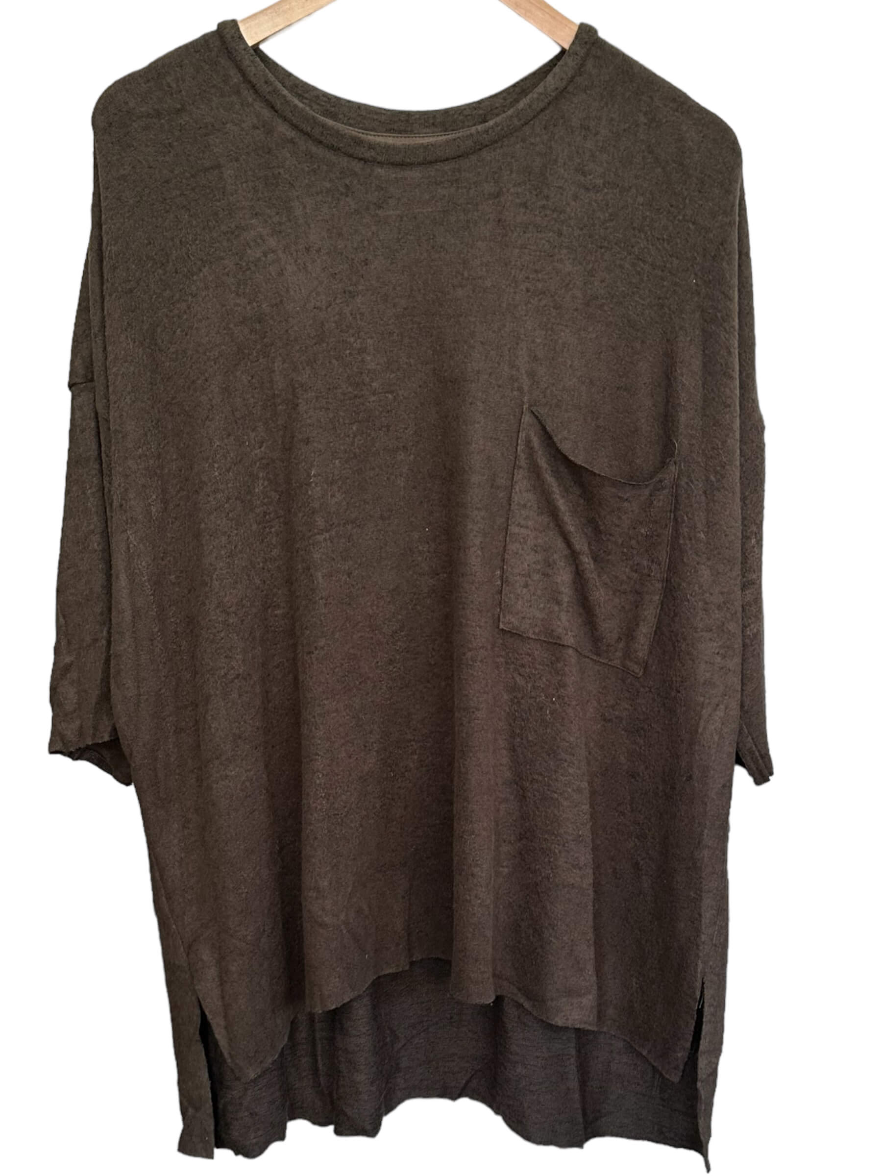 Dark Autumn FOR THE REPUBLIC heathered brown dolman knit pullover