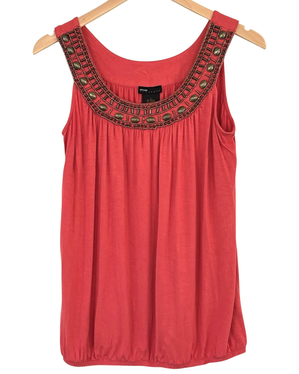 Dark Autumn GRACE ELEMENTS wild ginger beaded bubble hem top