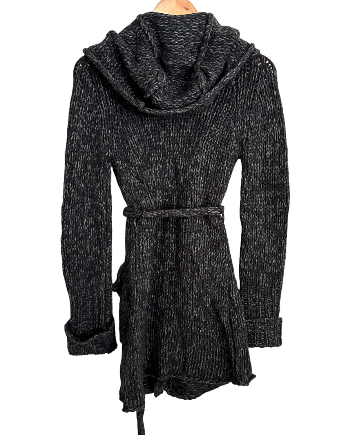 Dark Autumn J.CREW charcoal gray hooded sweater coat