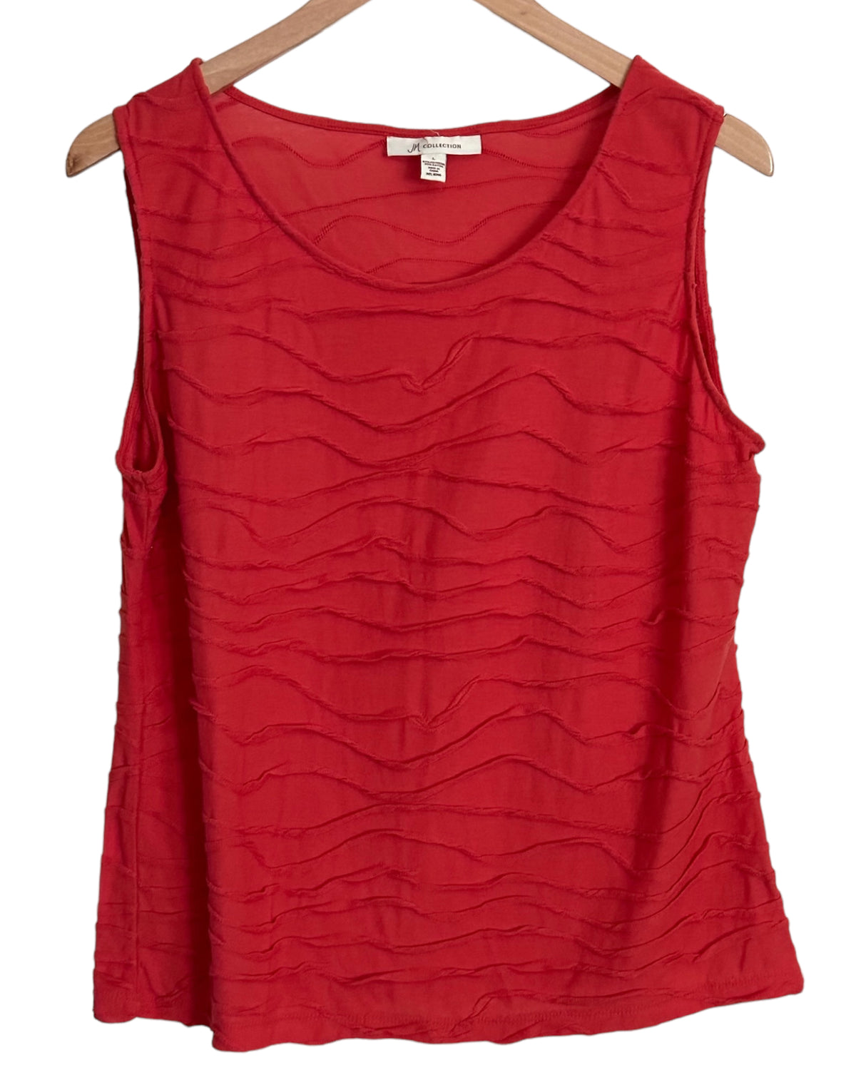 Dark Autumn JW COLLECTION ablaze red wavy sleeveless top