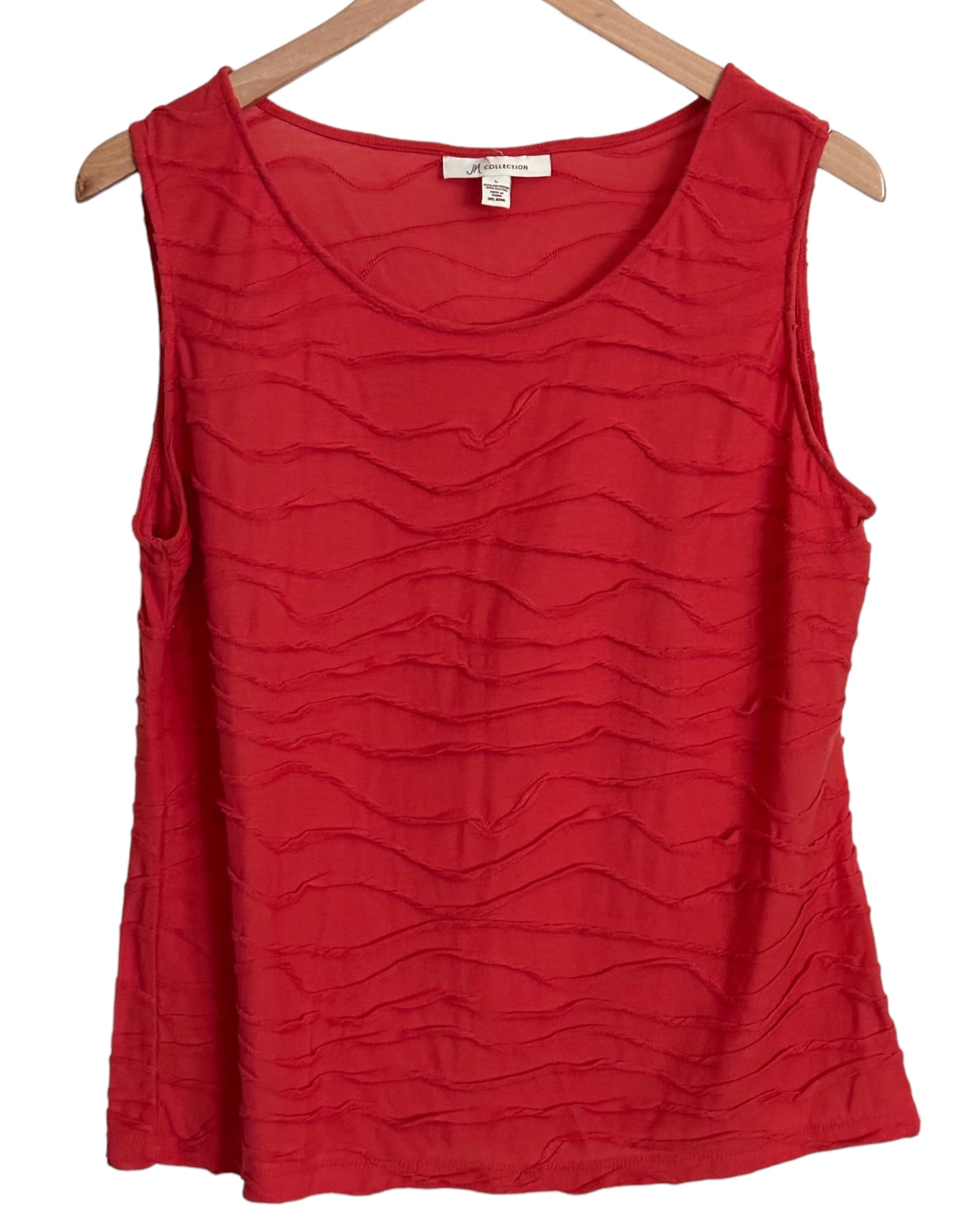Dark Autumn JW COLLECTION ablaze red wavy sleeveless top