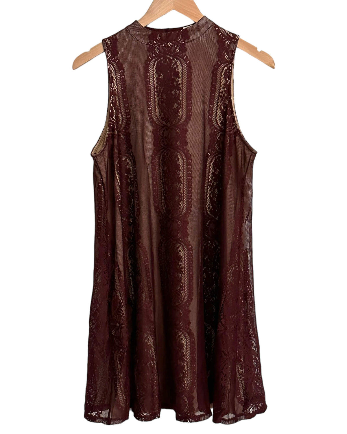 Dark Autumn LOVE FIRE NORDSTROM wine red lace shift dress