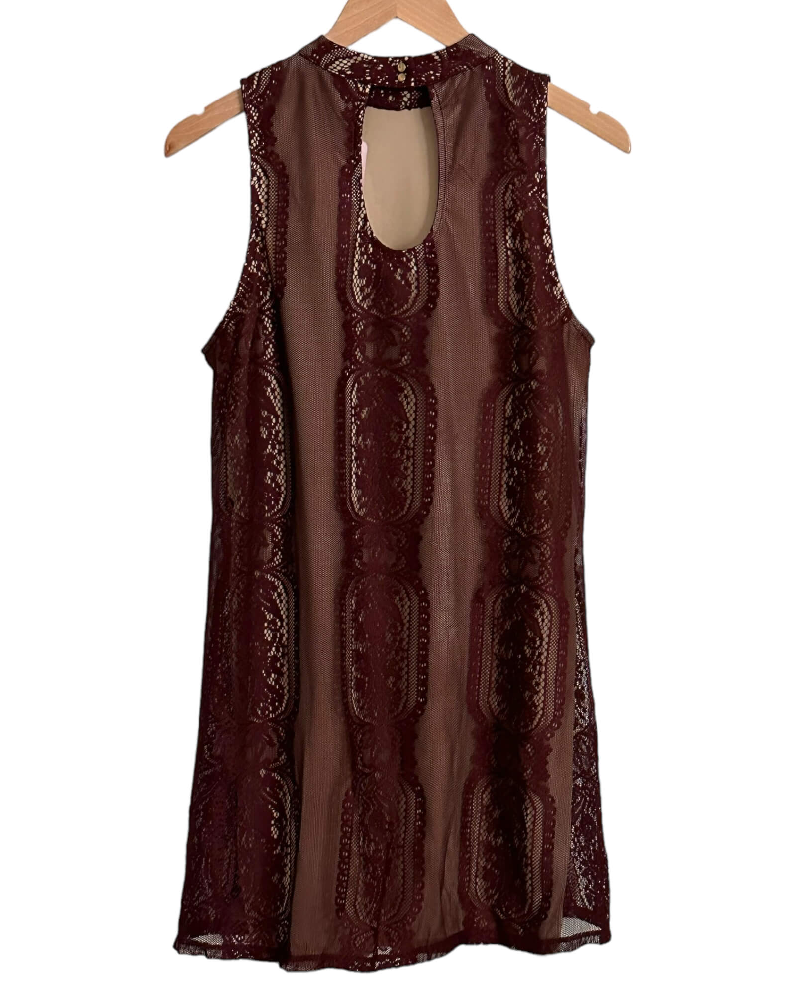 Dark Autumn LOVE FIRE WINE sleeveless lace dress