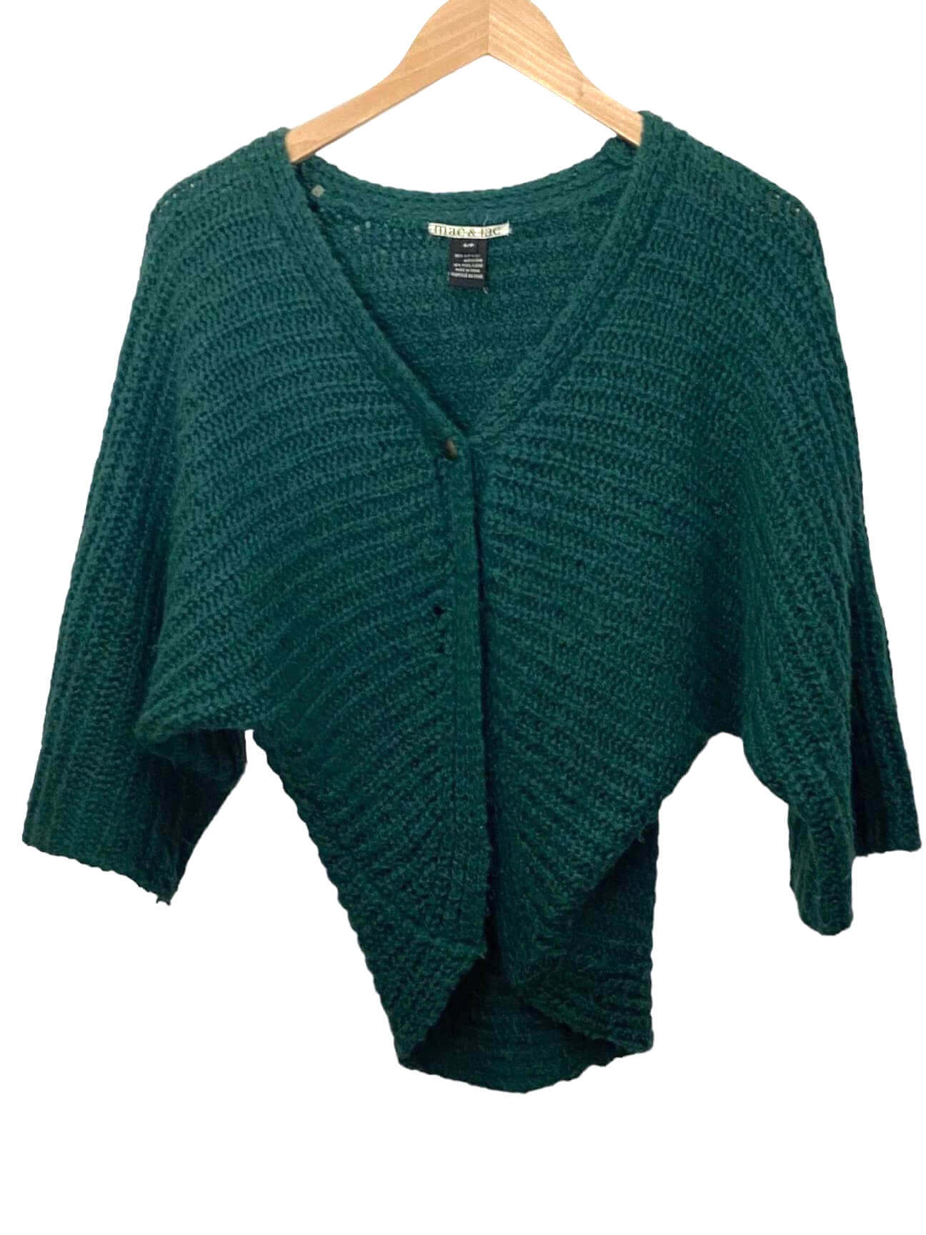 Dark Autumn MAC & JAC emerald green chunky shrug sweater