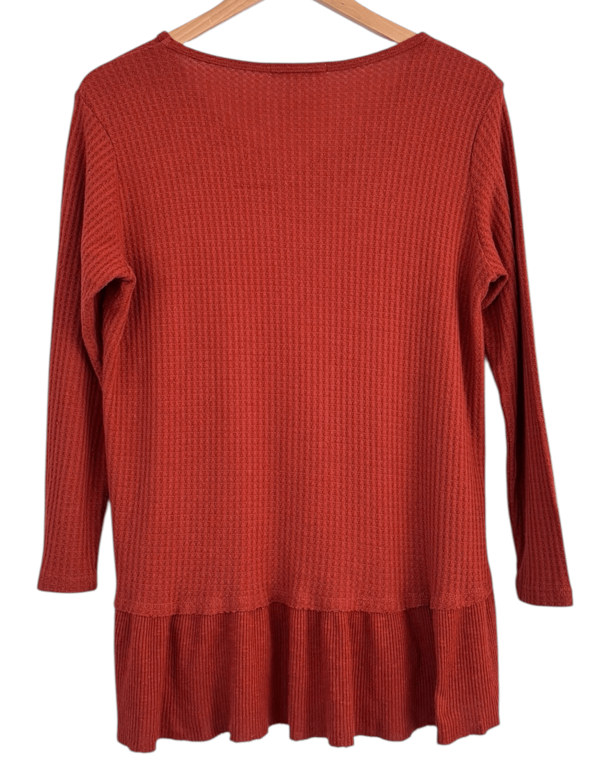 Dark Autumn MESH + LACE toasted yam waffle knit peplum pullover