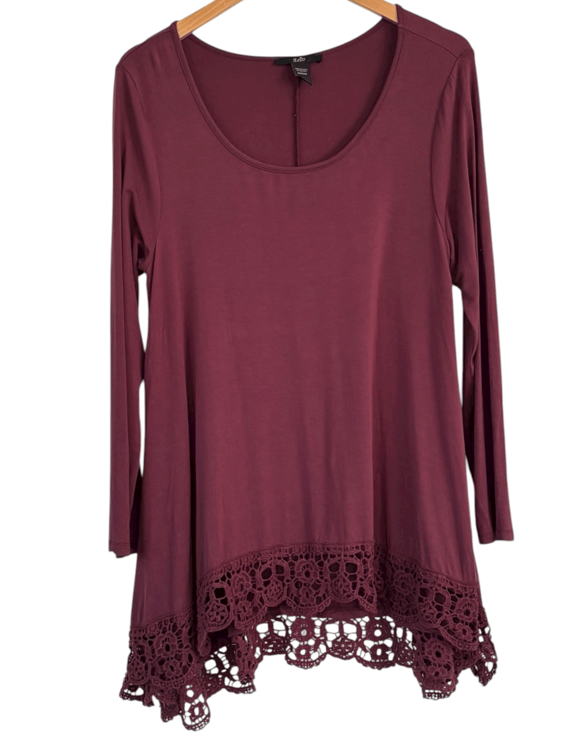 Dark Autumn RAIN cherry mocha laced hem tunic top