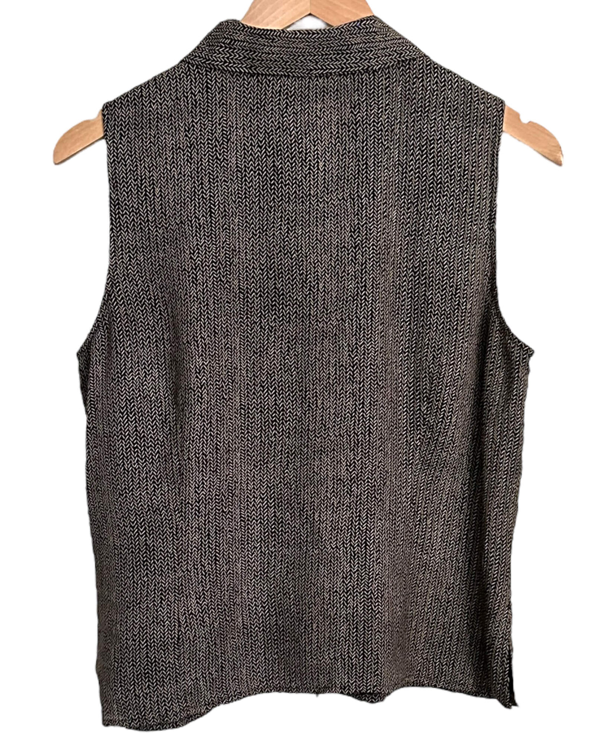 Dark Autumn TALBOTS black gold print sash blouse