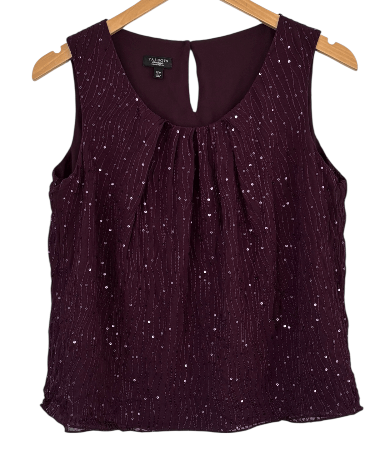 Dark Autumn TALBOTS blackberry sequins silk sleeveless top