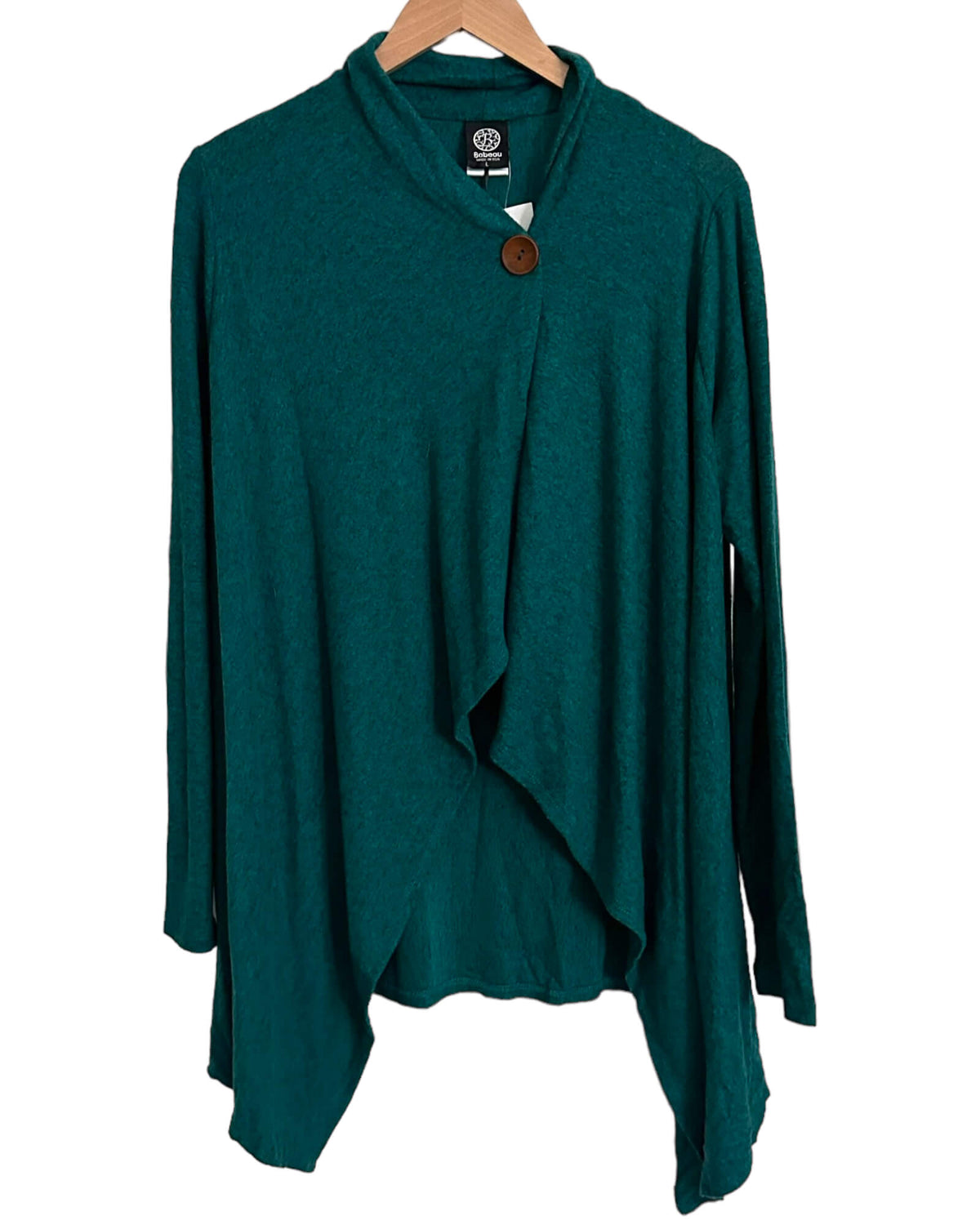 Dark Autumn BOBAEU teal single button drape cardigan