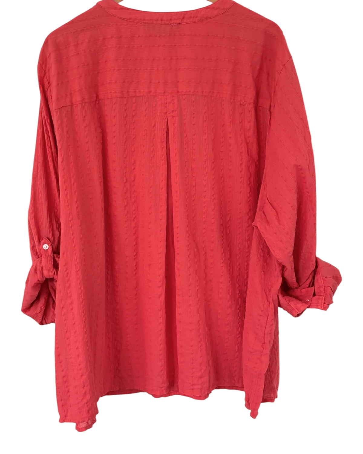 Dark Autumn TOMMY HILFIGER canon coral crinkle-stripe split neck shirt