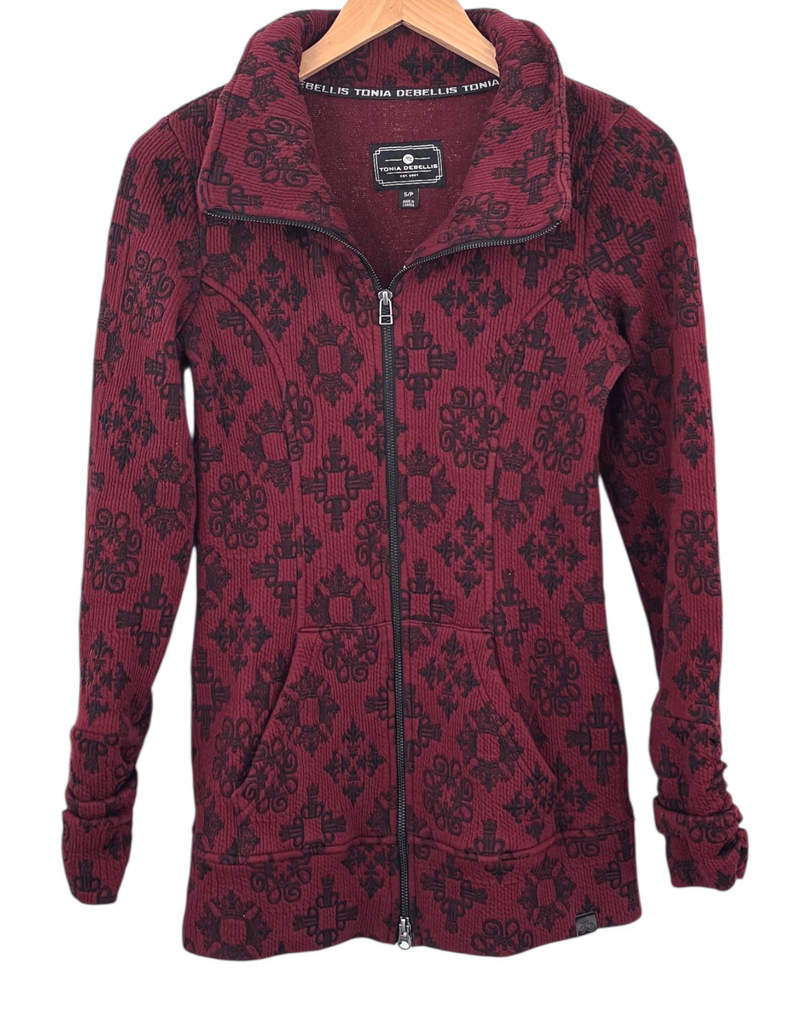 Dark Autumn TONIA DEBELLIS barberry ruched collar jacket