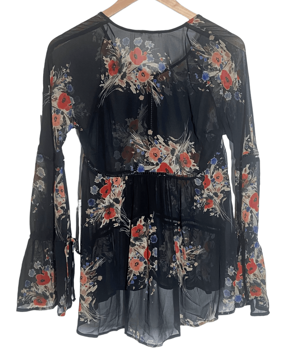 Dark Autumn WILLOW &amp; CLAY floral print sheer blouse 