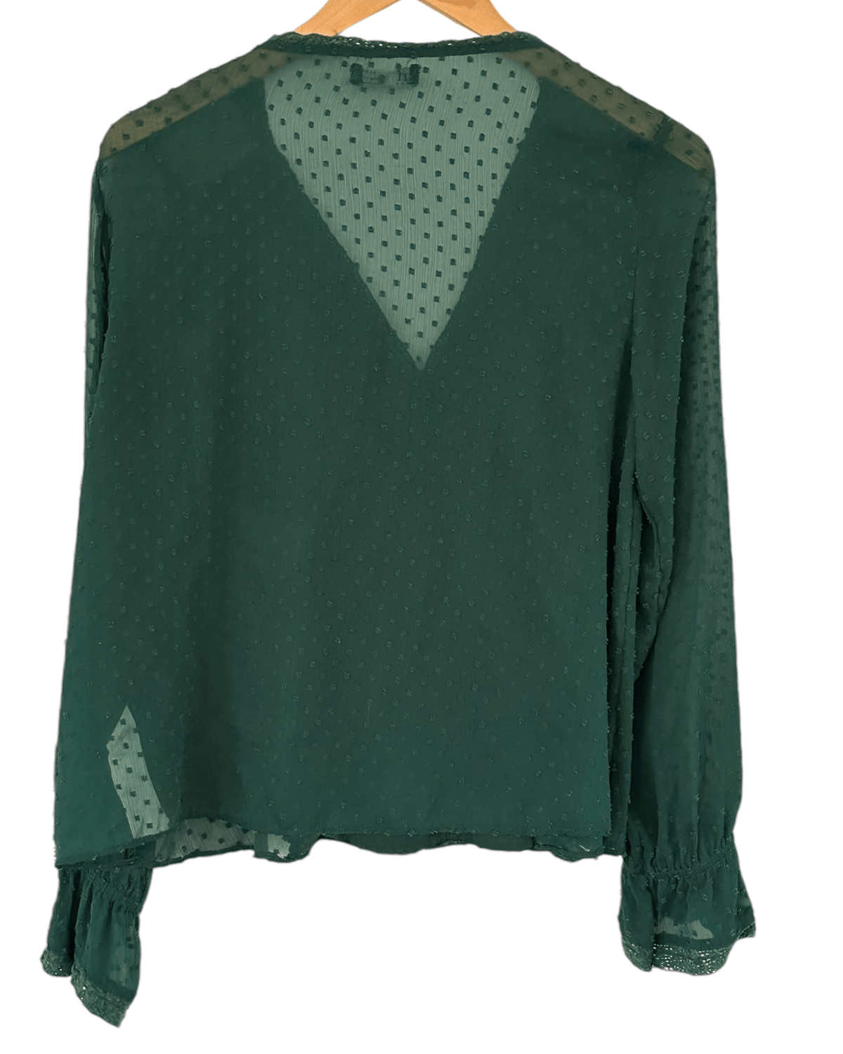 Dark Autumn ZARA pitch pine deep-v ruffle blouse