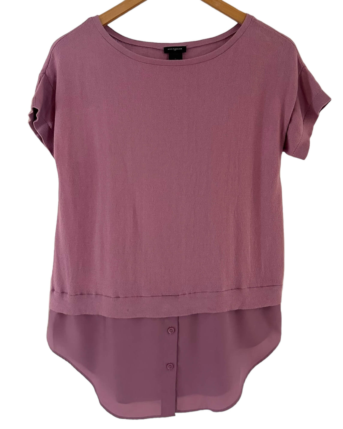 Dark Winter ANN TAYLOR antique fuchsia mixed media top