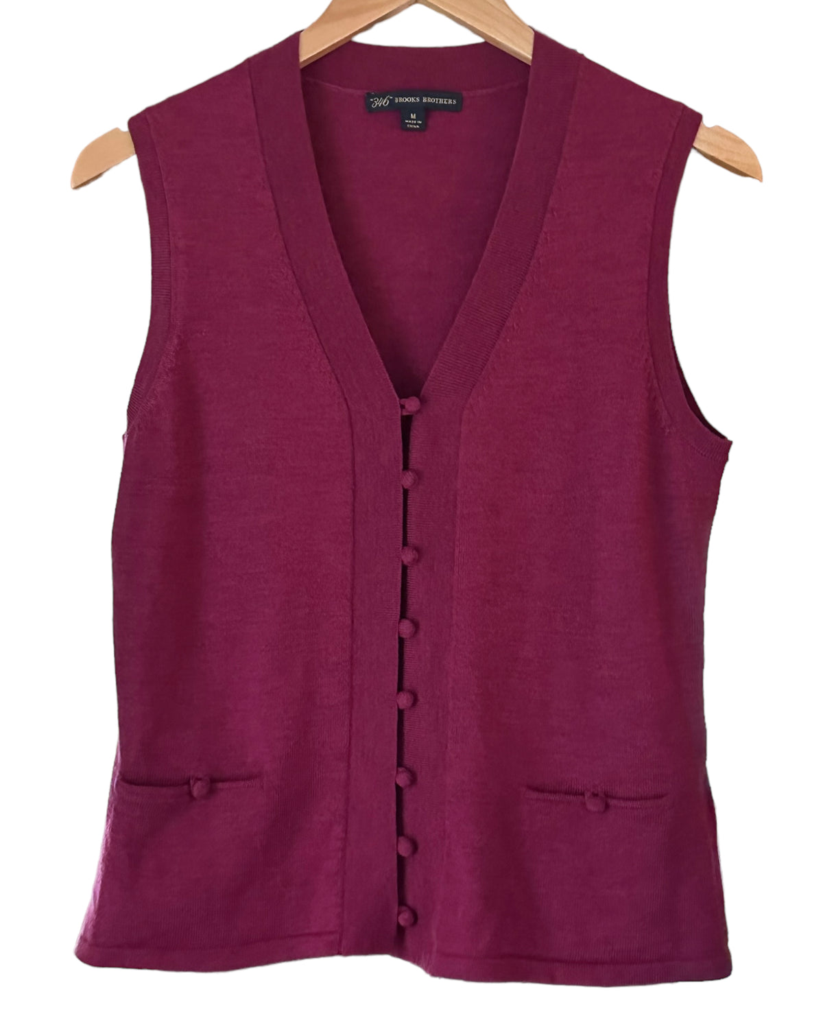 Dark Winter BROOKS BROTHERS burgundy wool sweater vest