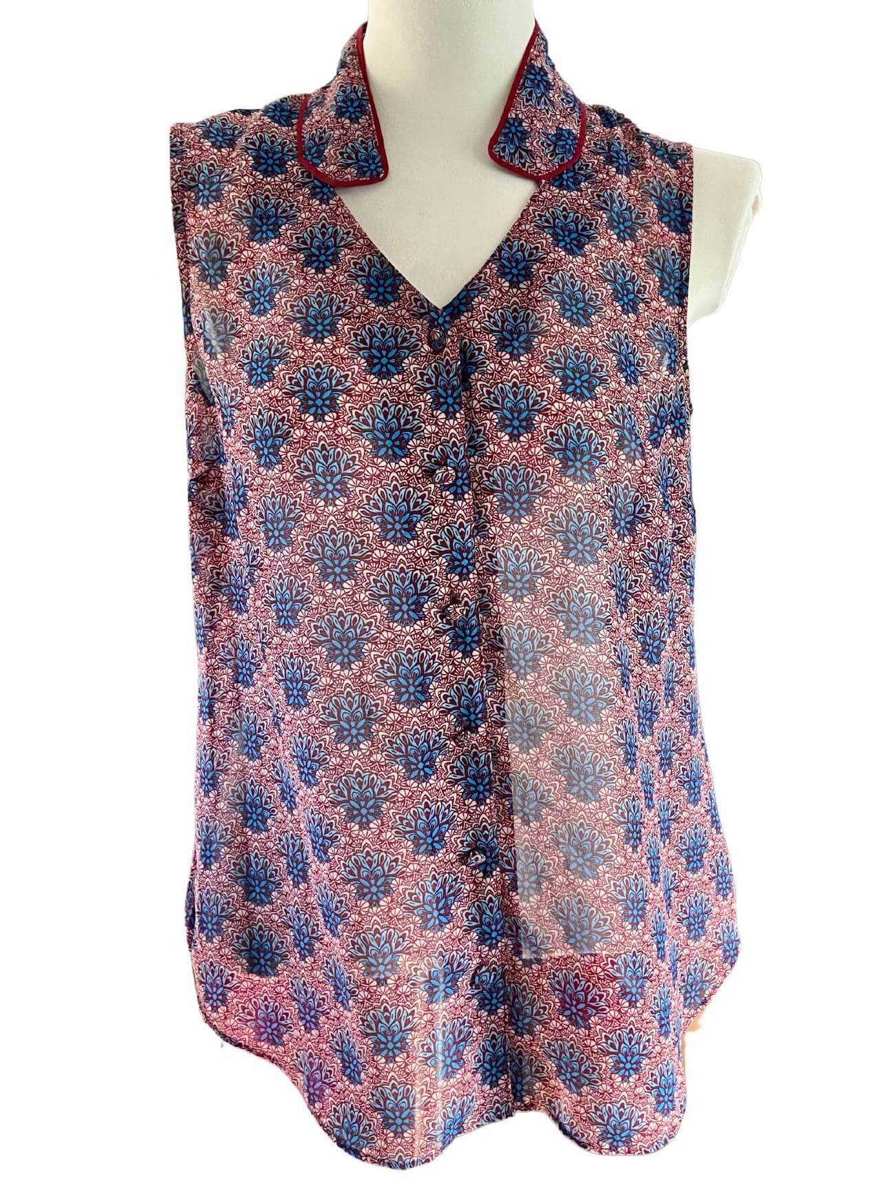 Dark Winter CABI floral print semi sheer sleeveless blouse