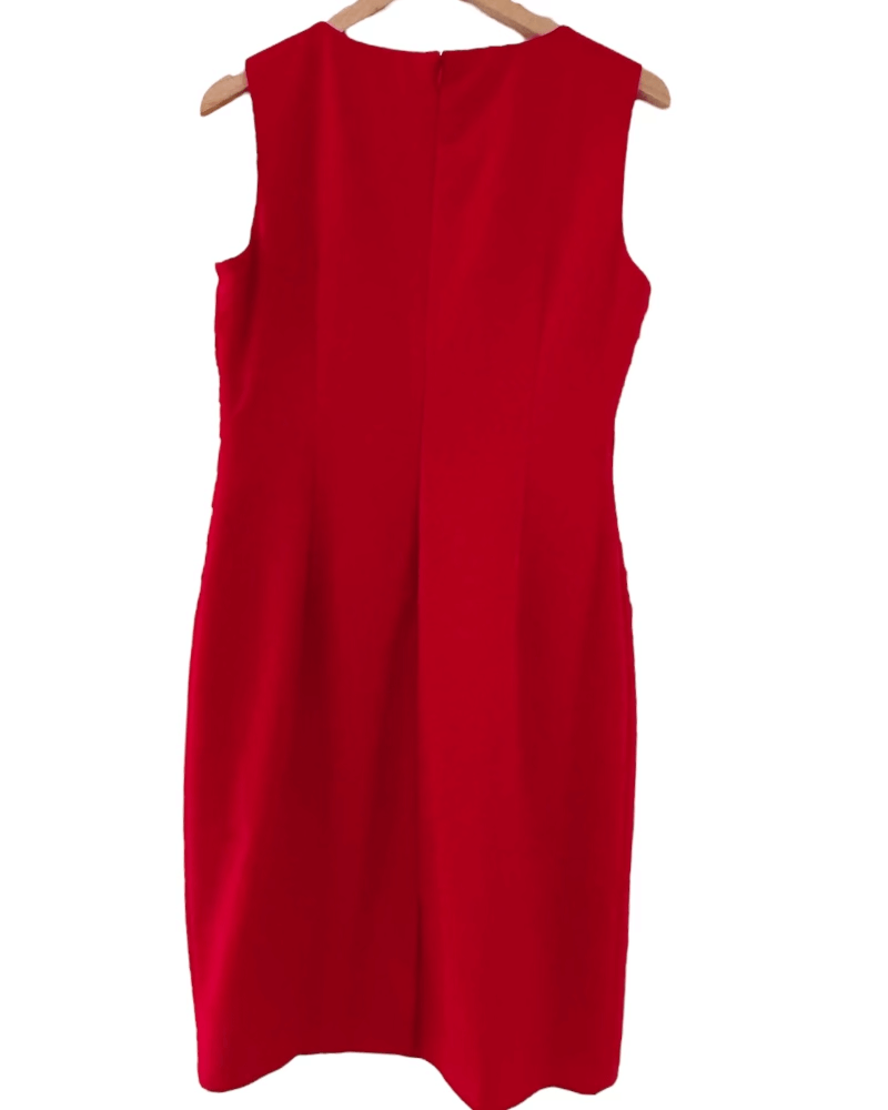 Dark Winter Cranberry Sleeveless Starburst Sheath Dress