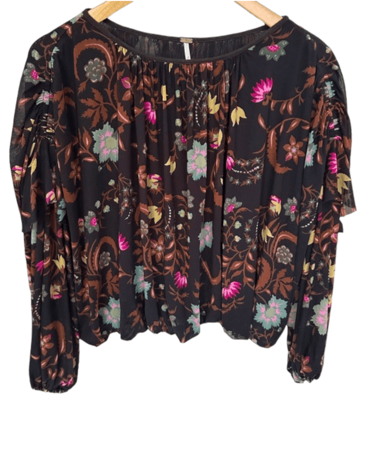 Dark Winter FREE PEOPLE floral print draped blouse