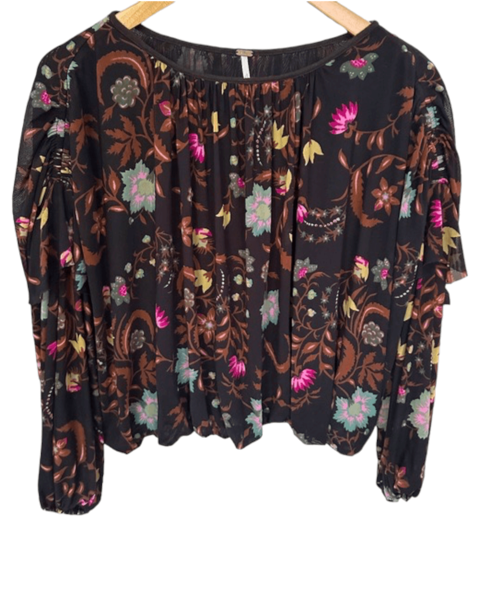 Dark Winter FREE PEOPLE floral print draped blouse