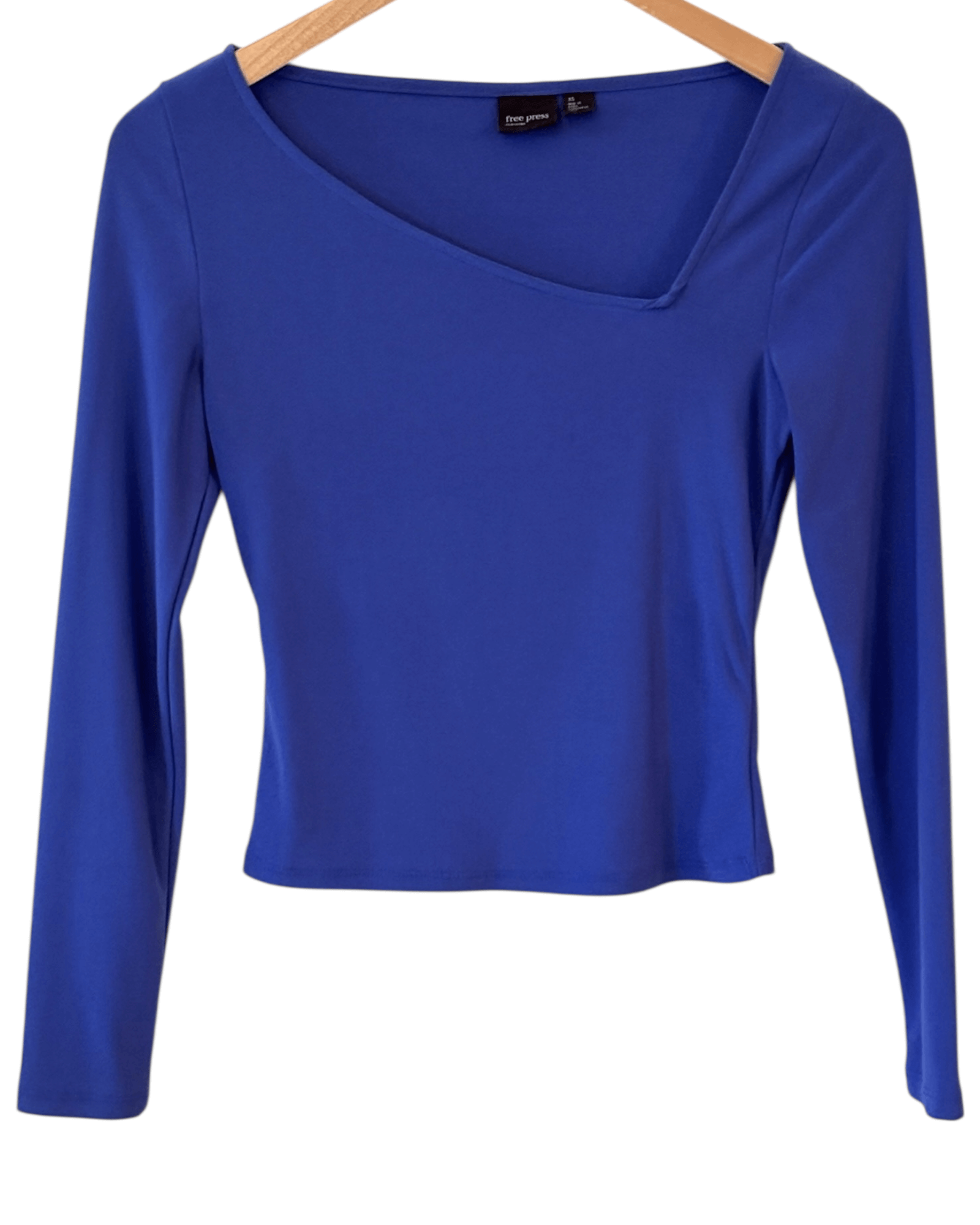 Dark Winter FREE PRESS violet asymmetric v-neck stretch knit top