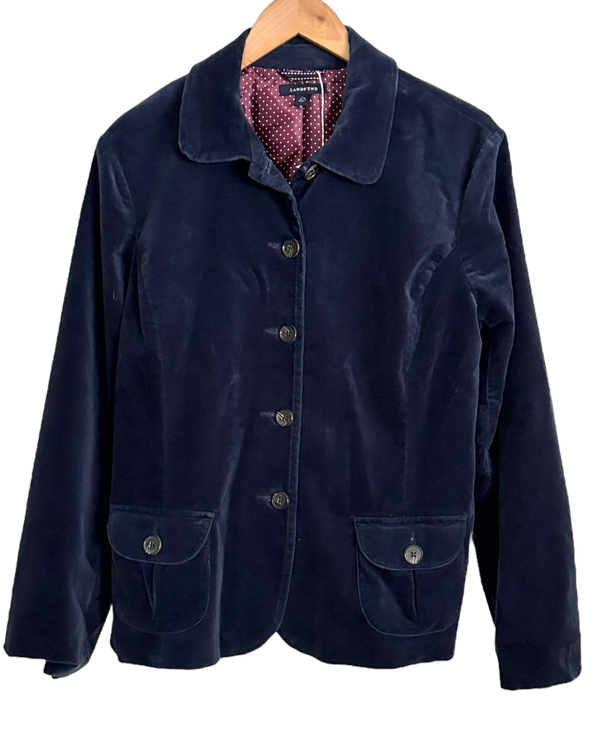 Dark Winter LANDS' END navy blue velvet jacket