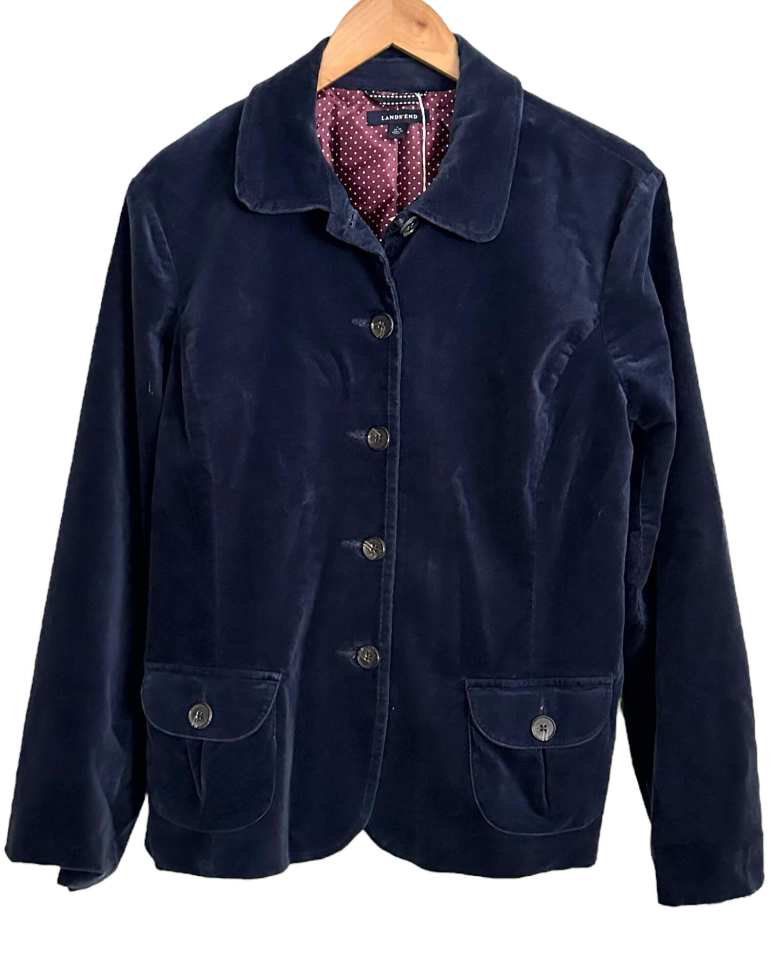 Dark Winter LANDS' END navy blue velvet jacket
