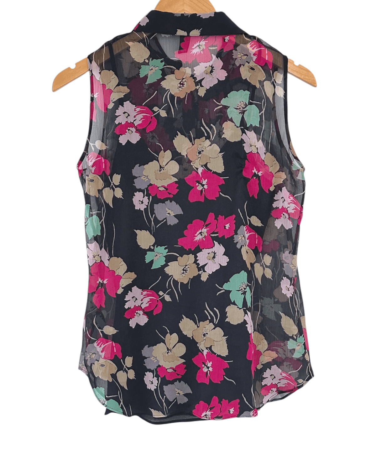Dark Winer LAUREN floral sleeveless ruffle front blouse