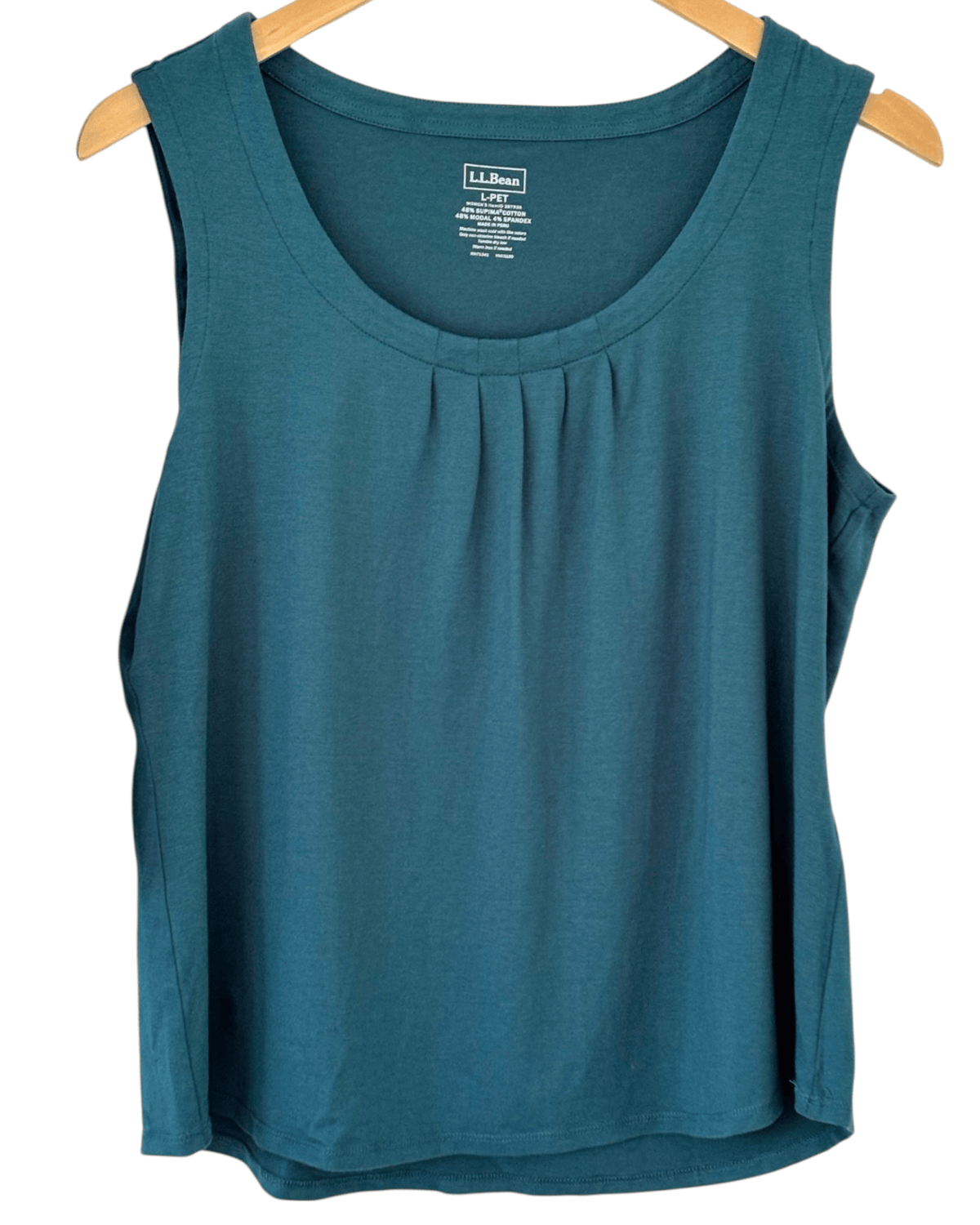 Dark Winter LLBEAN malachite green pleated sleeveless tee