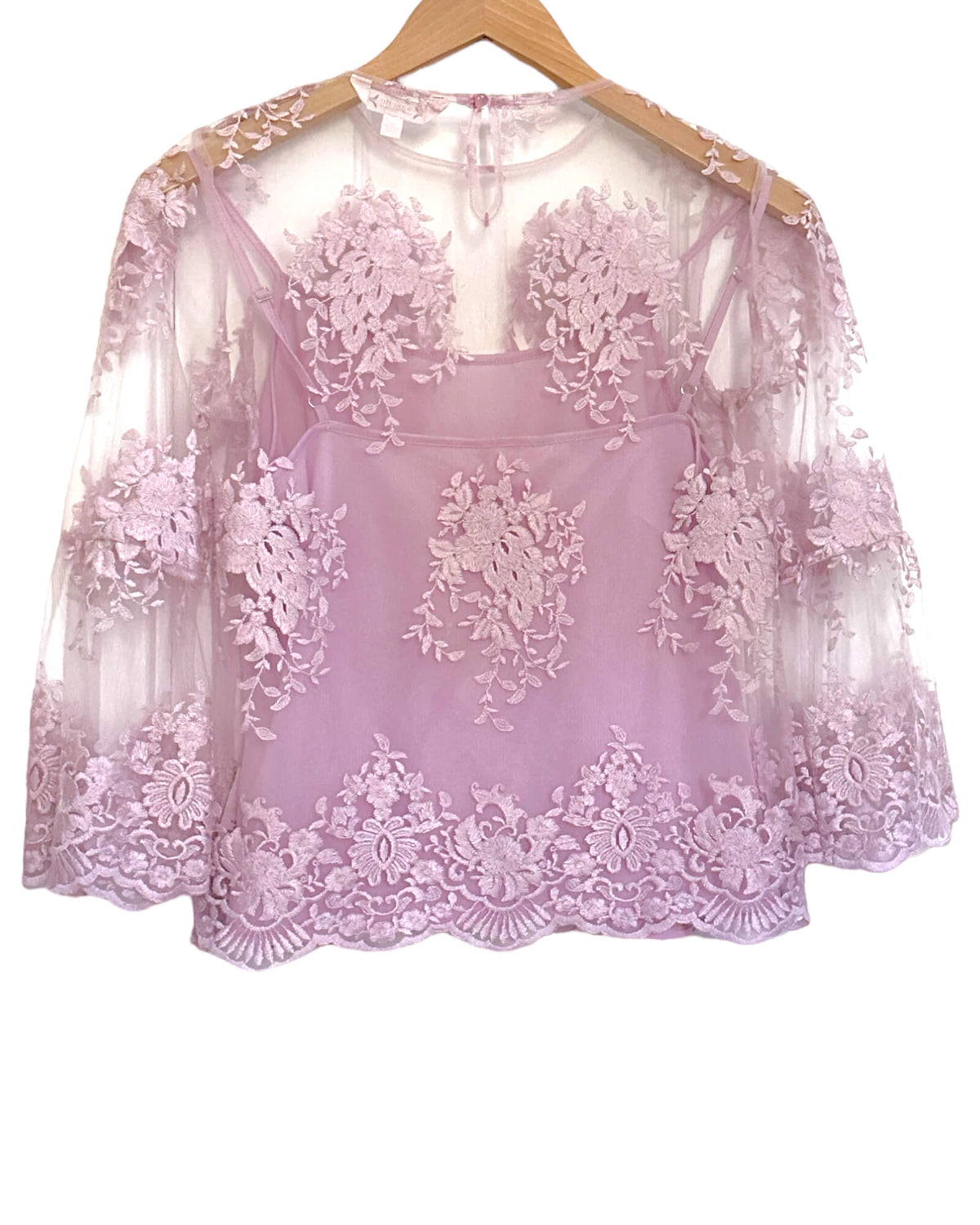 Dark Winter NANETTE by NANETTE LEPORE orchid floral lace bell sleeve blouse