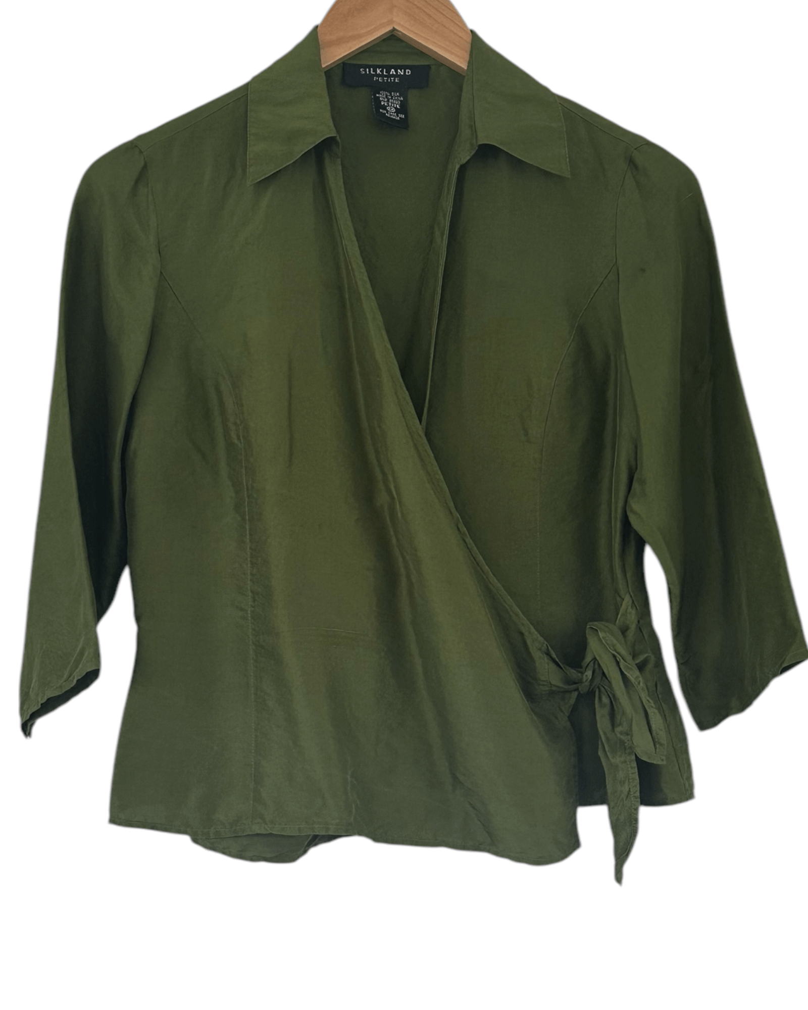 Dark Winter SILKLAND tapenade silk wrap blouse