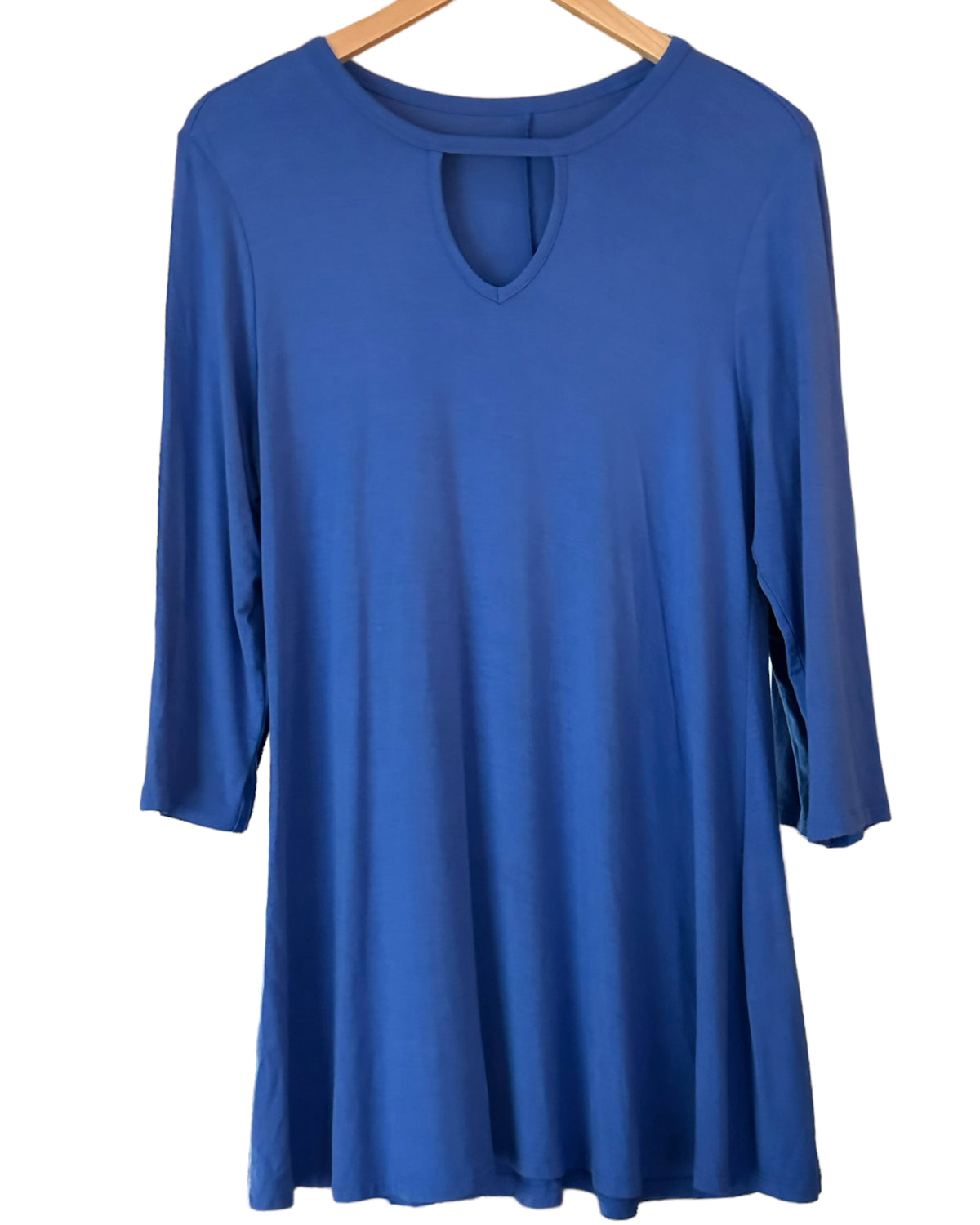 Dark Winter SOFT SURROUNDINGS twilight blue knit cut out tunic