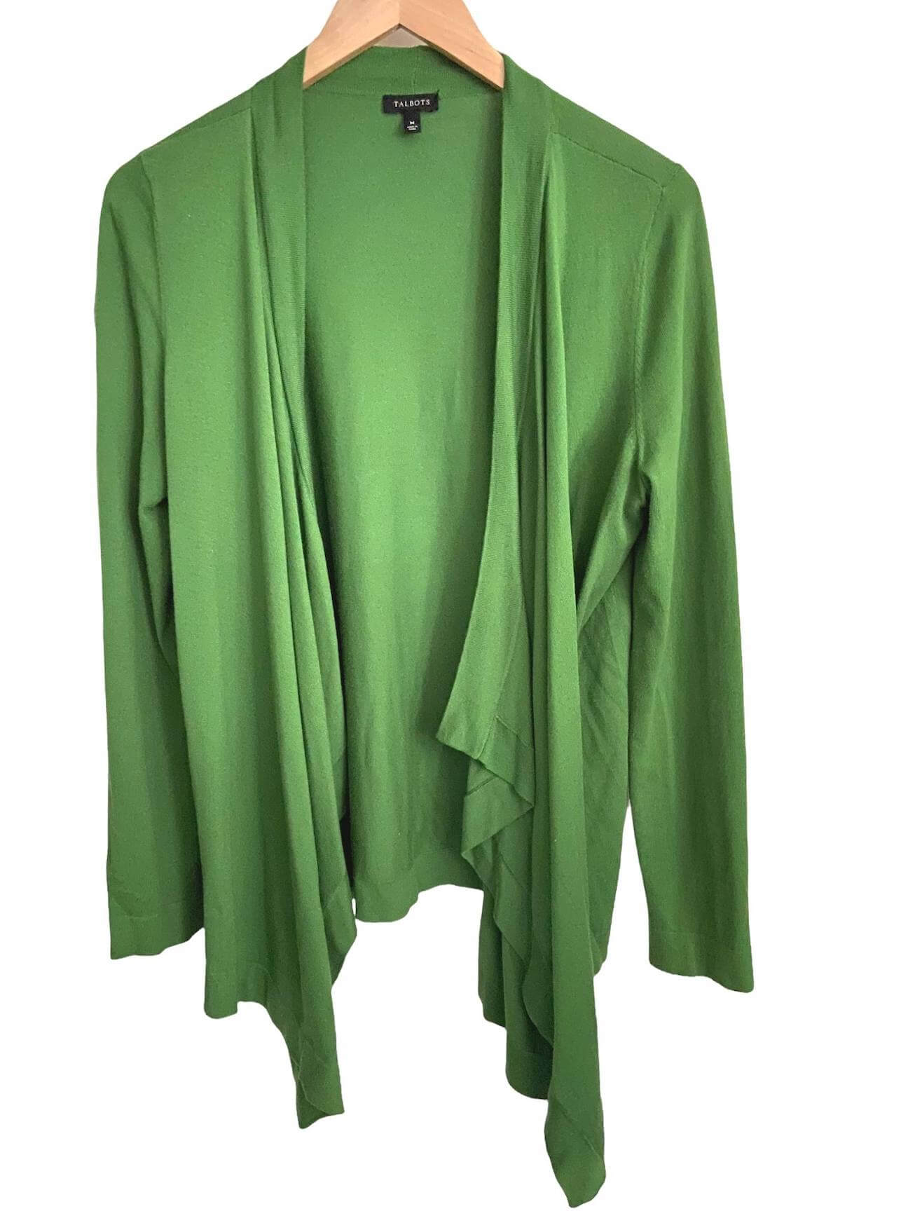 Dark Winter TALBOTS peacock green open cardigan sweater