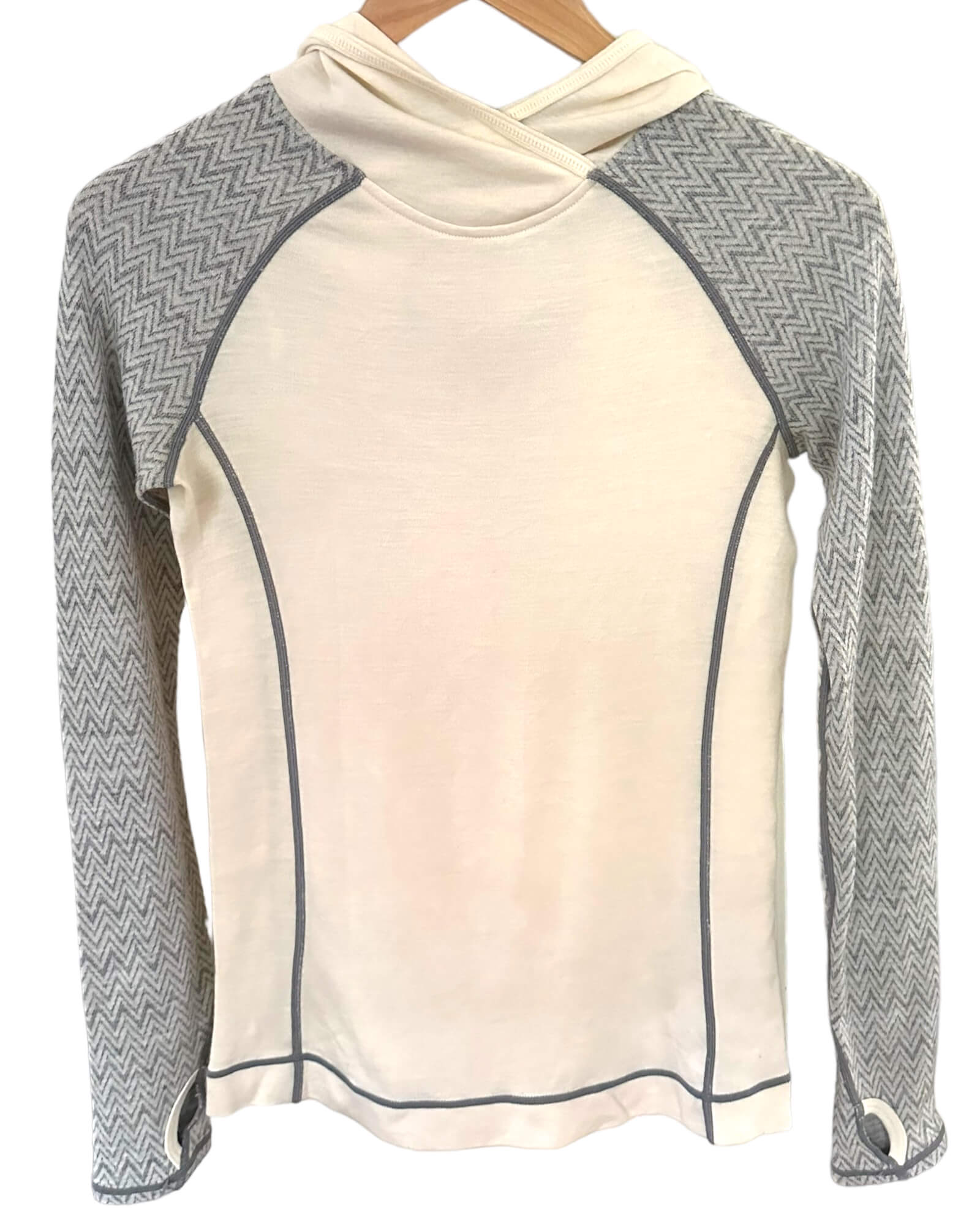 Light Spring AKINI wool gray ivory hooded sweater 