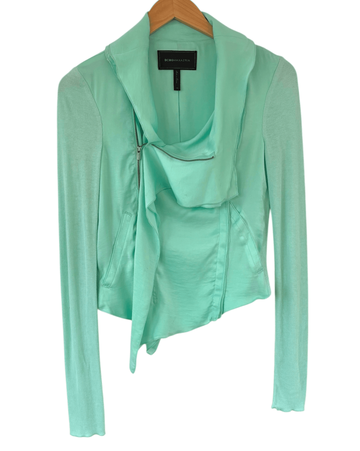 Light Spring BCBGMAXAZRIA minty asymmetric jacket