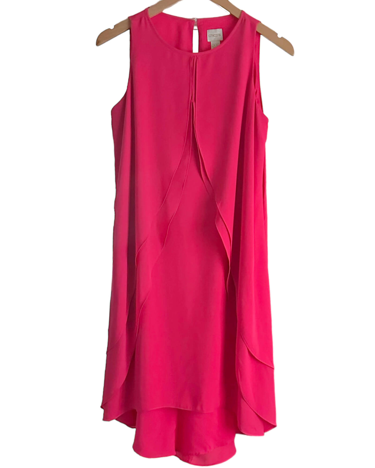 Light Spring CHICO&#39;S tulip pink sleeveless ruffle dress
