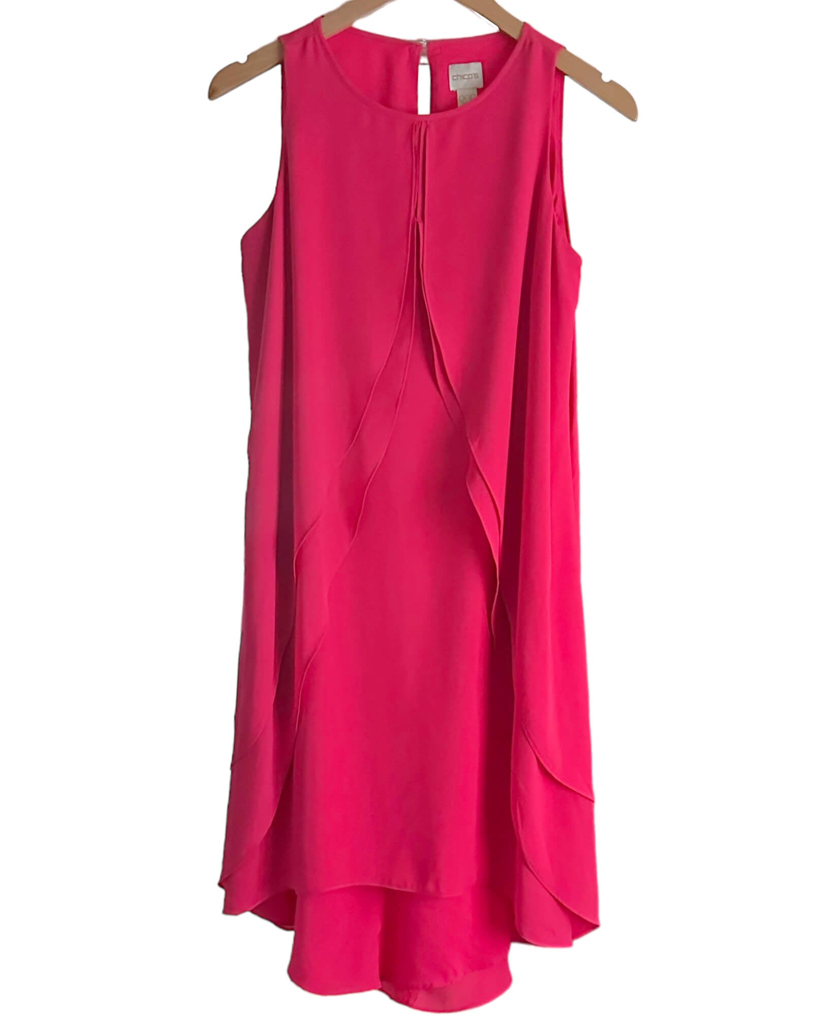 Light Spring CHICO'S tulip pink sleeveless ruffle dress