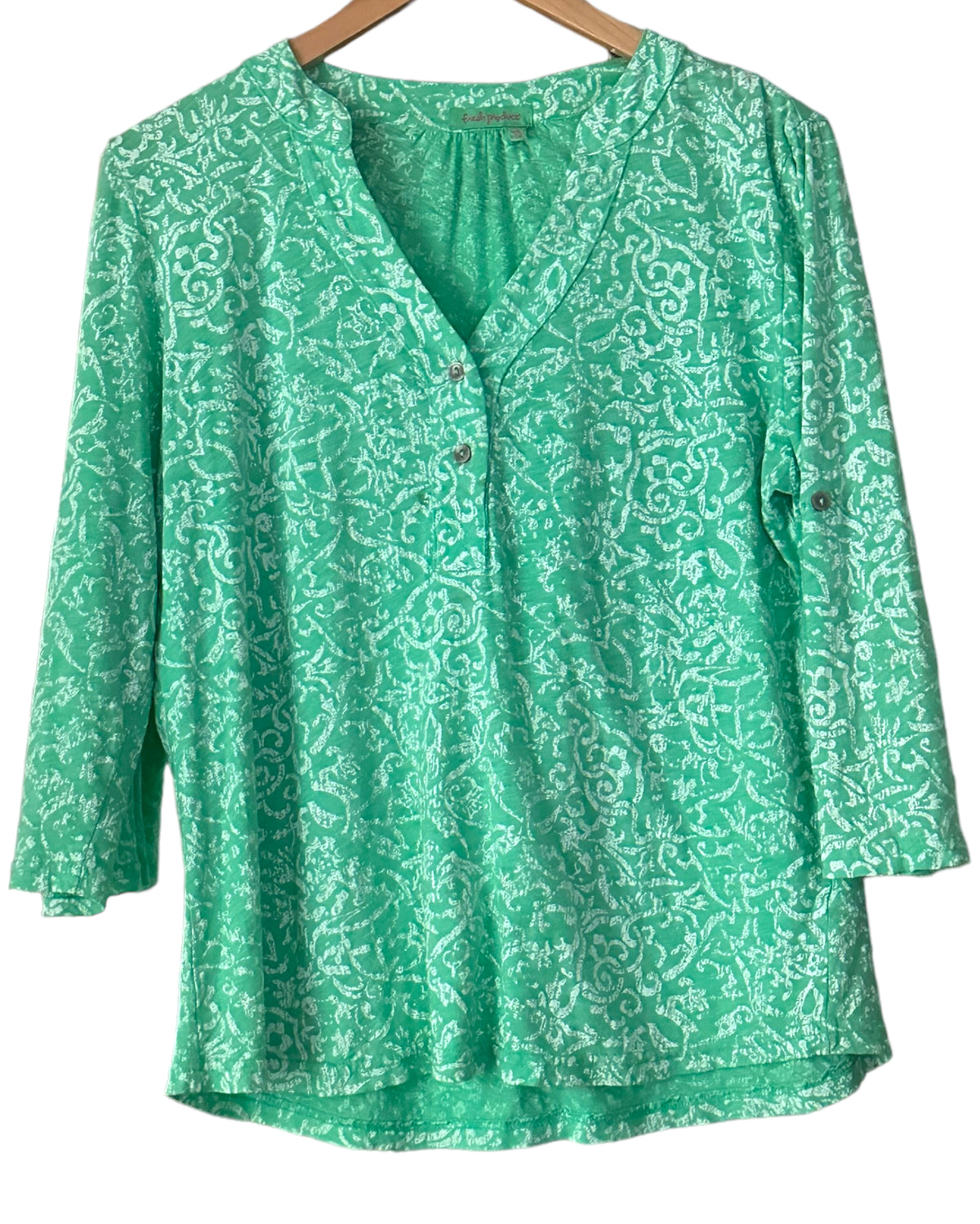 Light Spring Fresh Produce print split neck button tee