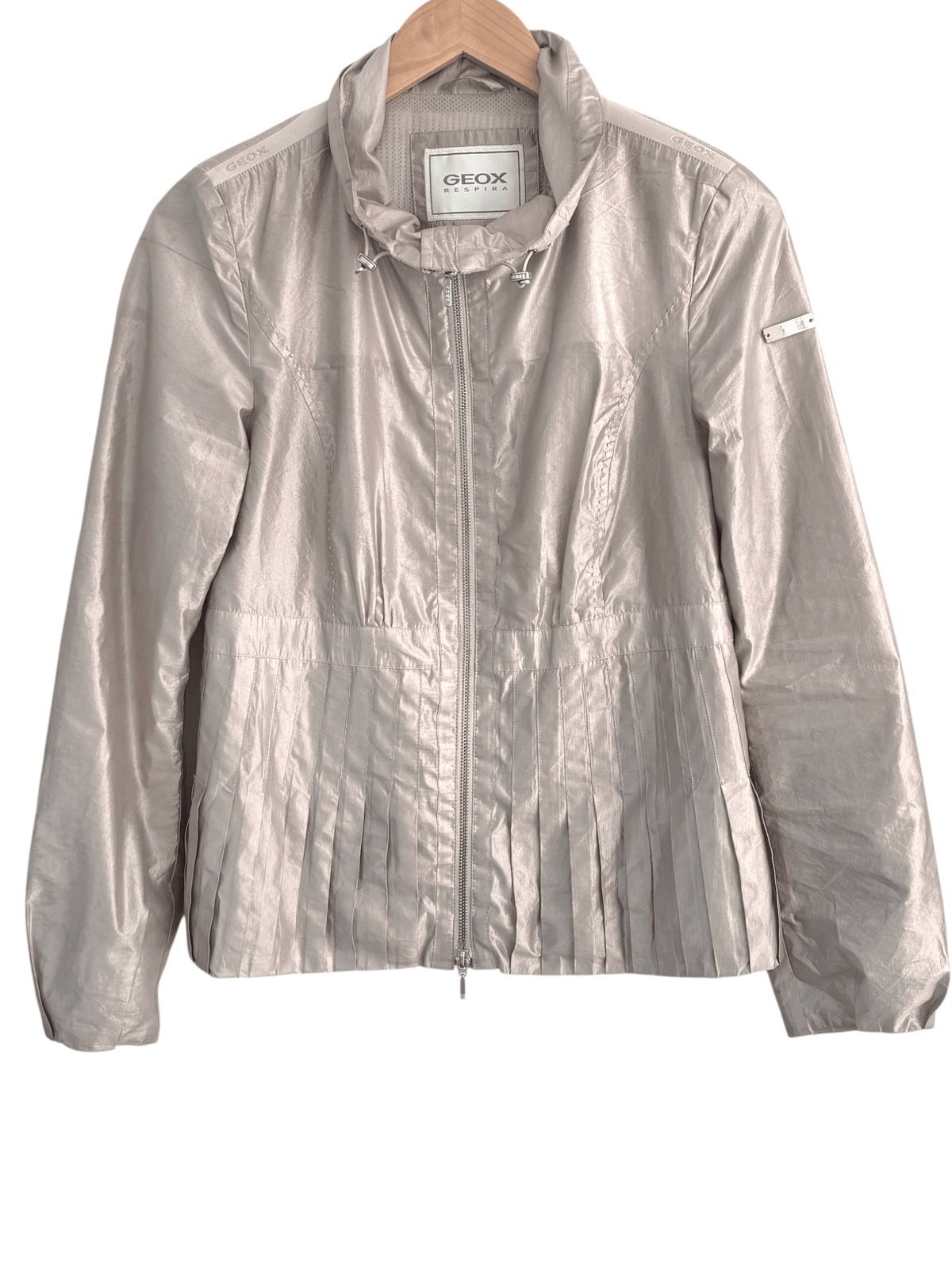 Light Spring GEOX RESPIRA shimmer beige pleated jacket