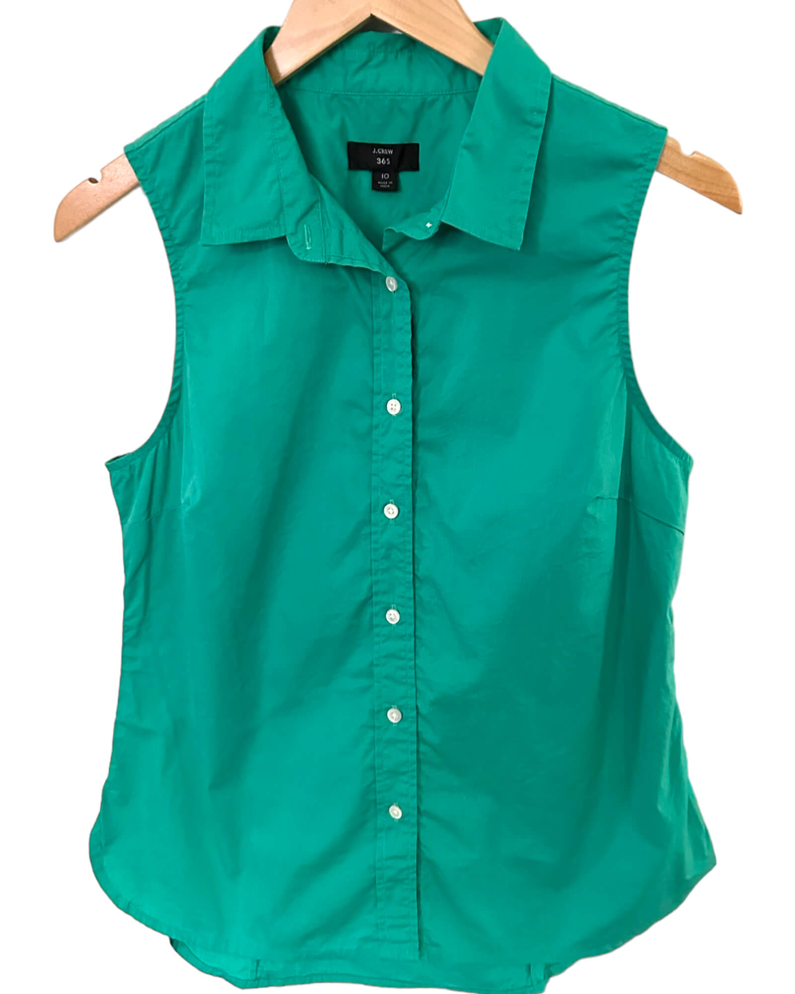 Light Spring J.CREW 365 shamrock green sleeveless button down shirt
