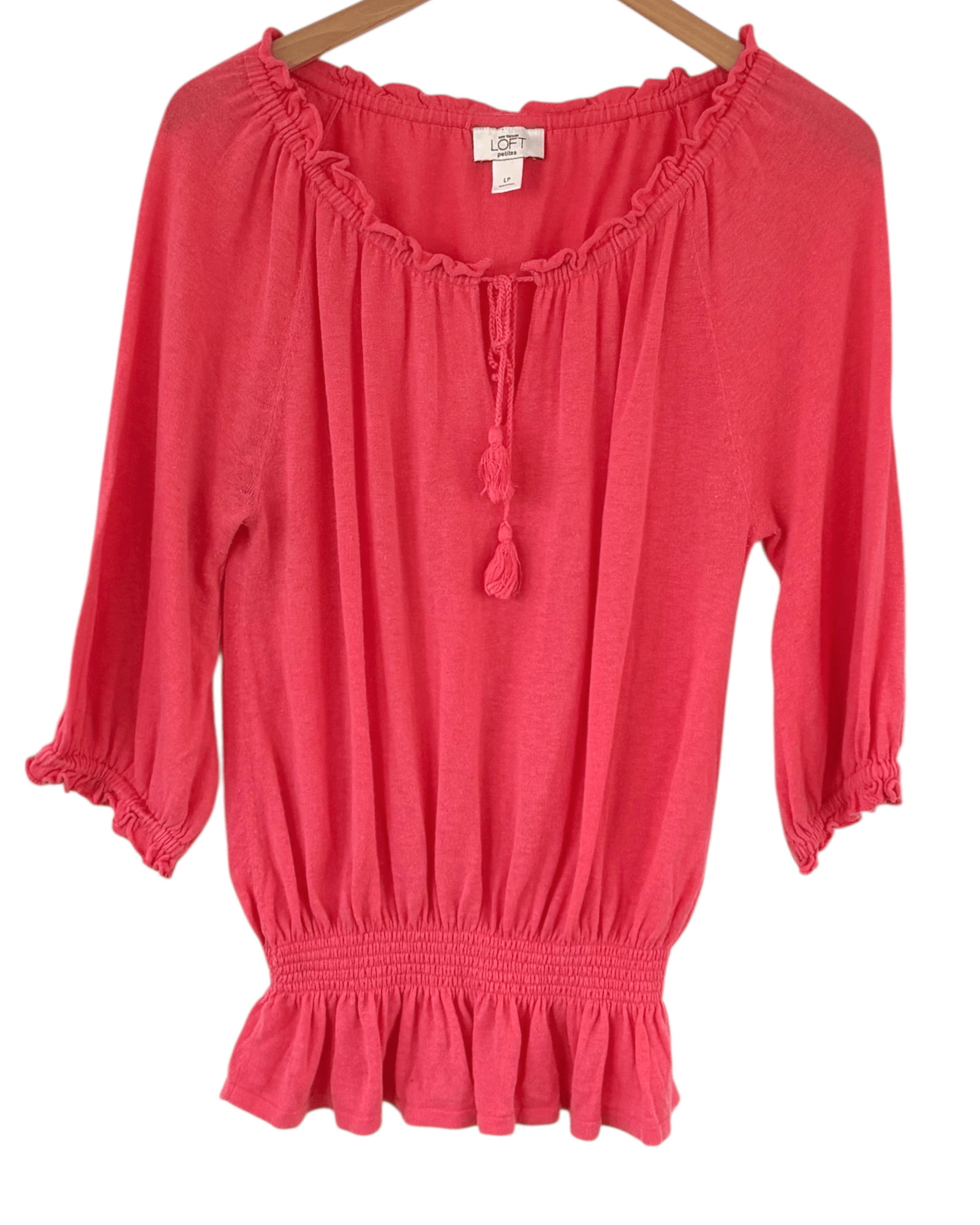 Light Spring LOFT bittersweet linen tassel blouse