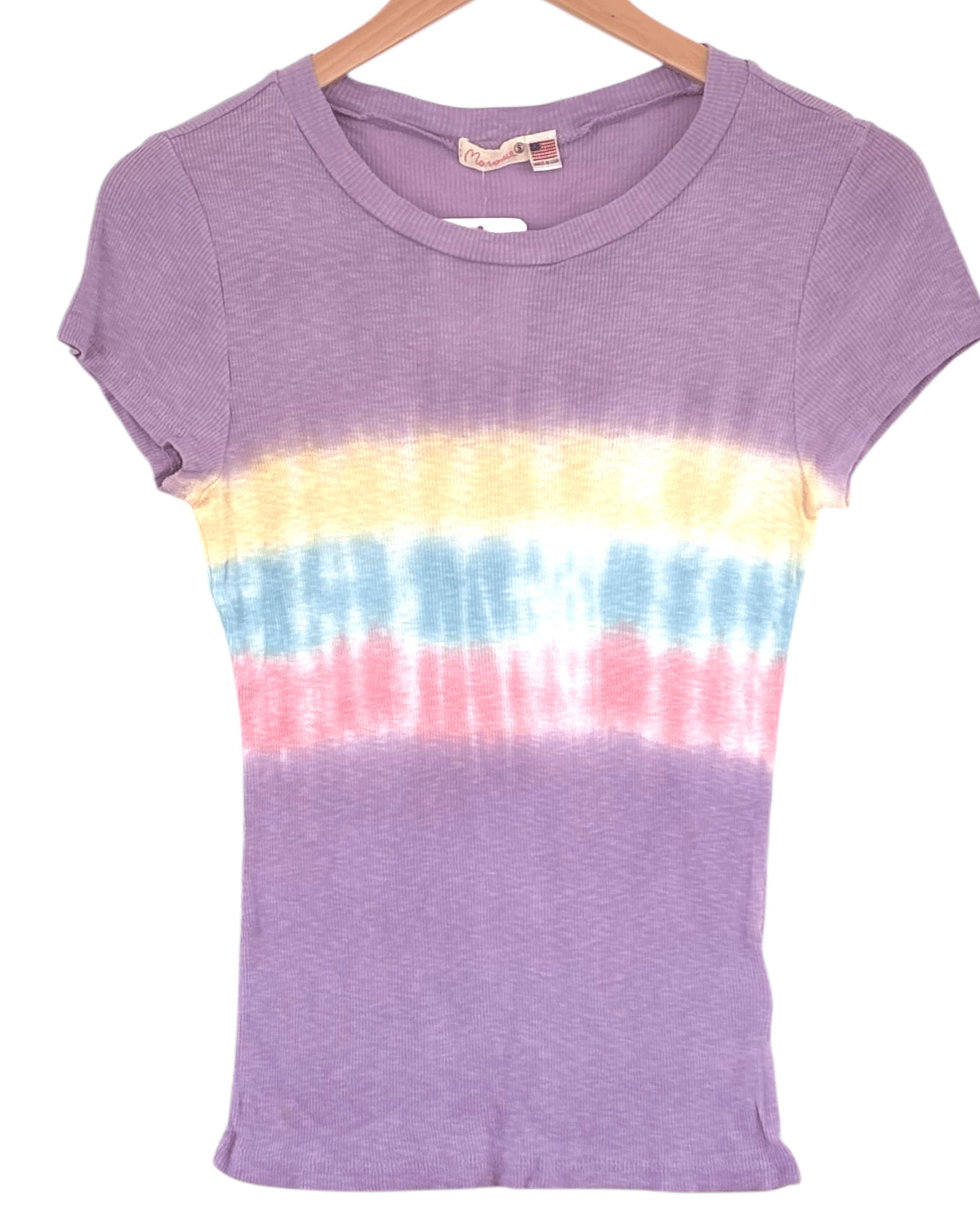 Light Spring MARONIE lavender tie-dye ribbed tissue tee