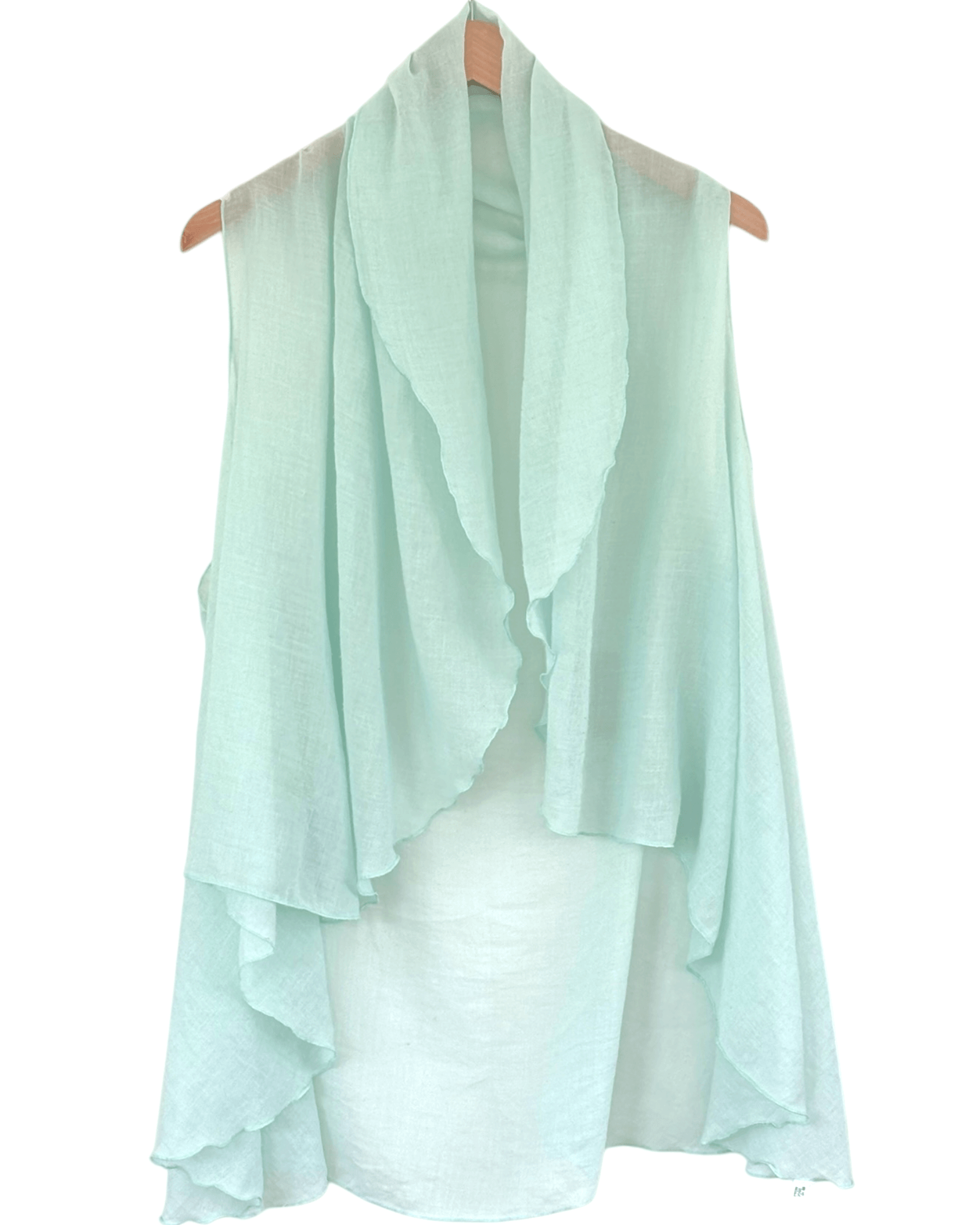 Light Spring minty breeze semi-sheer cascading drape